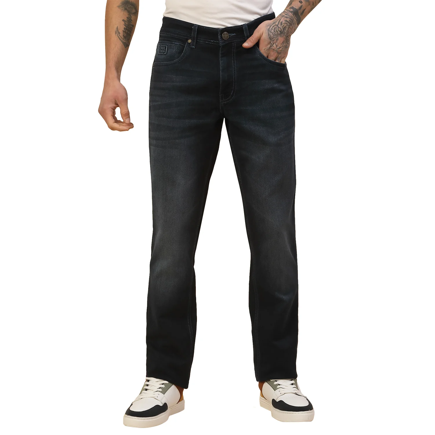 Denim Jeans for Men | Breathable & Soft with Color Fastness Slim Fit Poly Cotton Fabric Solid Pattern Button Closure - Image 2