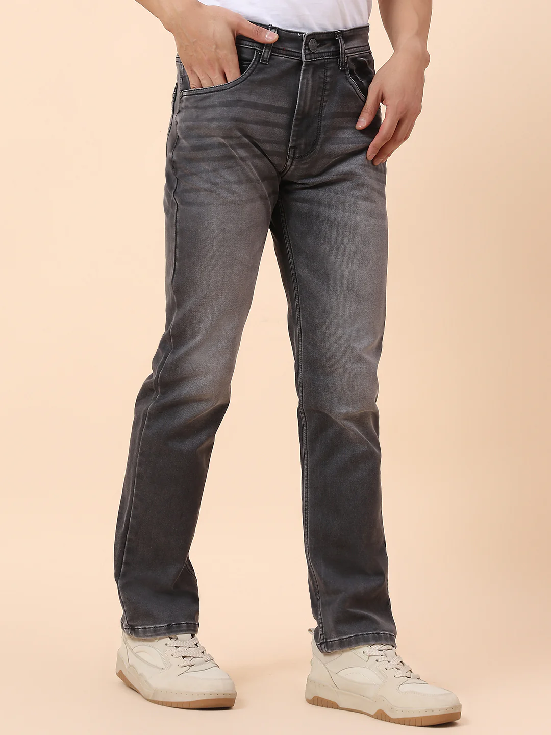 Denim Jeans for Men | Breathable & Soft with Color Fastness Straight Fit Cotton Blend Fabric Solid Pattern Button Closure - Image 5