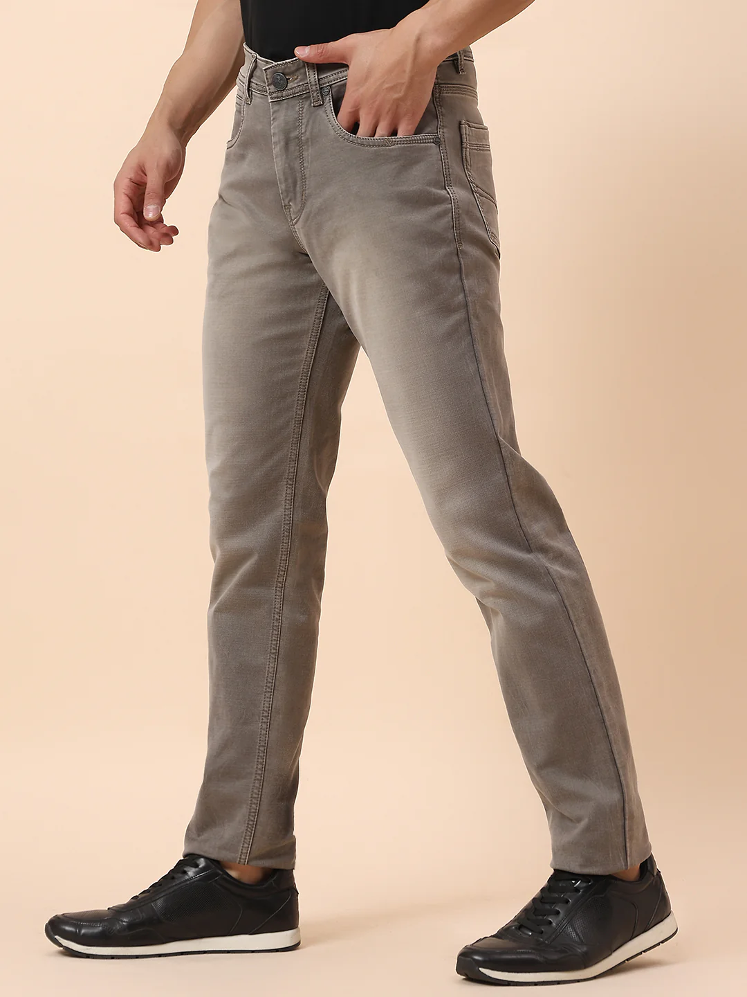 Denim Jeans for Men | Breathable & Soft with Color Fastness Straight Fit Cotton Blend Fabric Solid Pattern Button Closure - Image 4