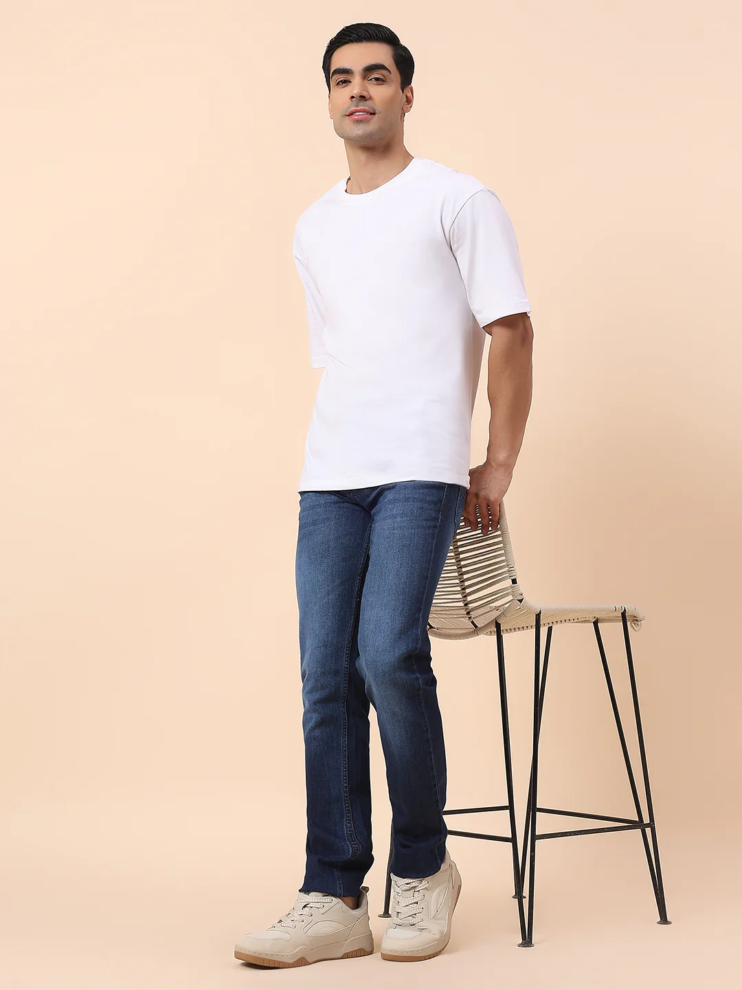 Denim Jeans for Men | Breathable & Soft with Color Fastness Straight Fit Cotton Blend Fabric Solid Pattern Button Closure - Image 2