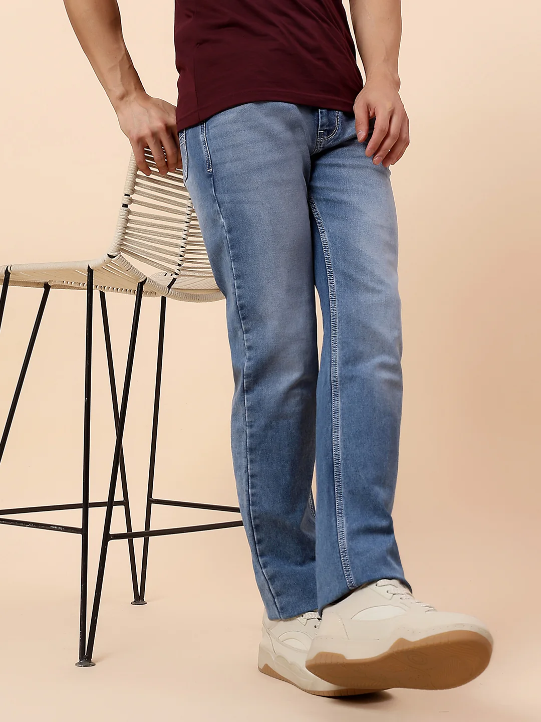 Denim Jeans for Men | Breathable & Soft with Color Fastness Straight Fit Cotton Blend Fabric Solid Pattern Button Closure - Image 2