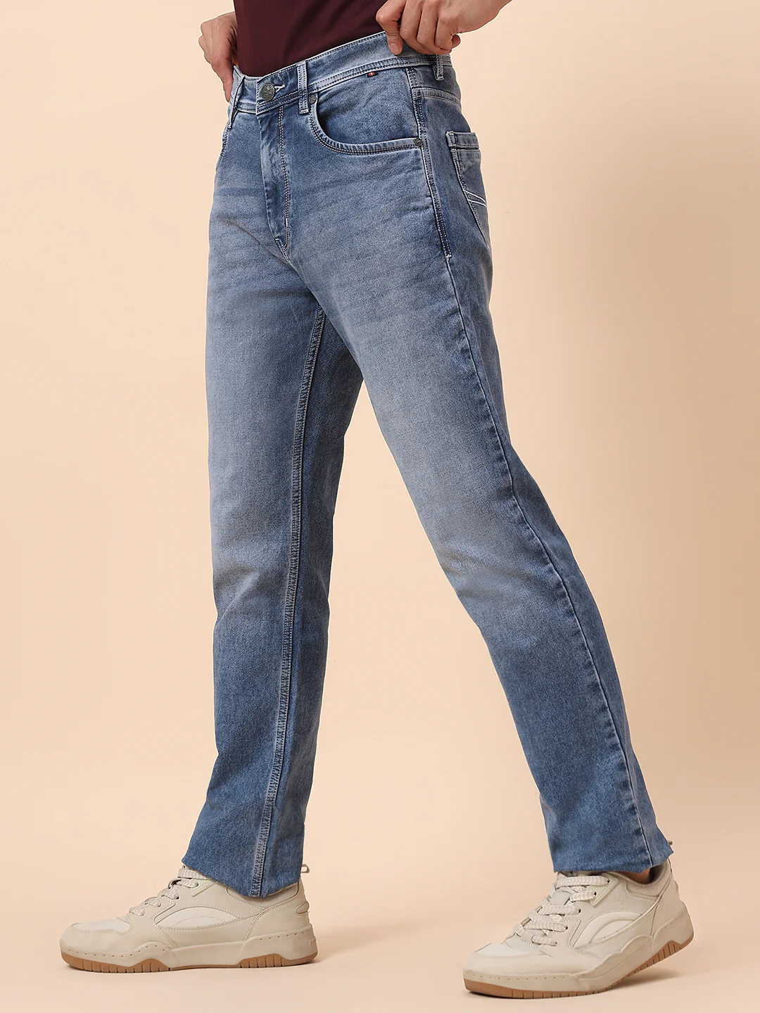 Denim Jeans for Men | Breathable & Soft with Color Fastness Straight Fit Cotton Blend Fabric Solid Pattern Button Closure - Image 4