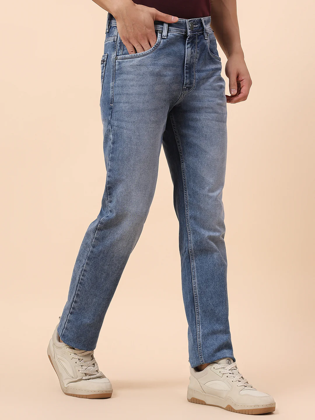 Denim Jeans for Men | Breathable & Soft with Color Fastness Straight Fit Cotton Blend Fabric Solid Pattern Button Closure - Image 5