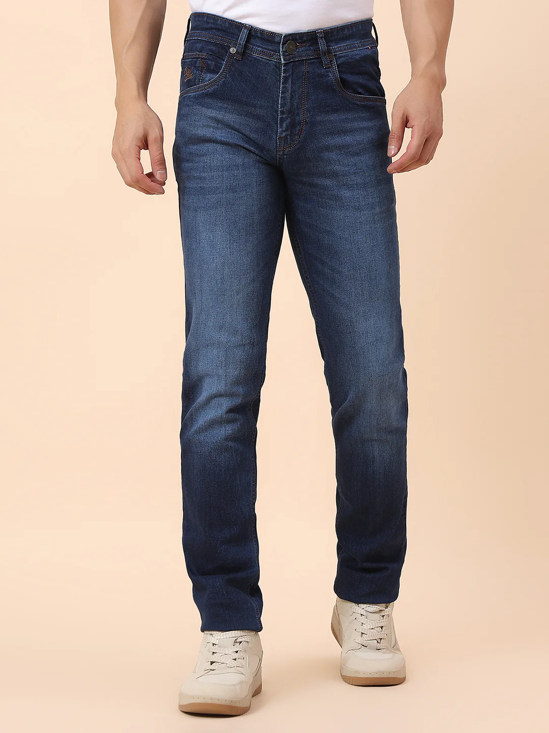 Denim Jeans for Men | Breathable & Soft with Color Fastness Straight Fit Cotton Blend Fabric Solid Pattern Button Closure - Image 3