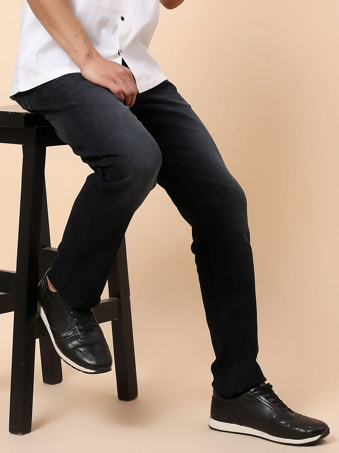 Denim Jeans for Men | Breathable & Soft with Color Fastness Straight Fit Cotton Blend Fabric Solid Pattern Button Closure - Image 3