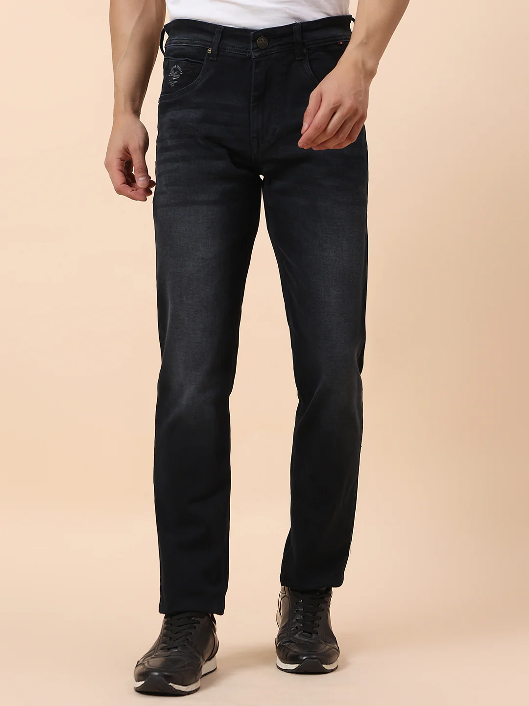 Denim Jeans for Men | Breathable & Soft with Color Fastness Straight Fit Cotton Blend Fabric Solid Pattern Button Closure - Image 4