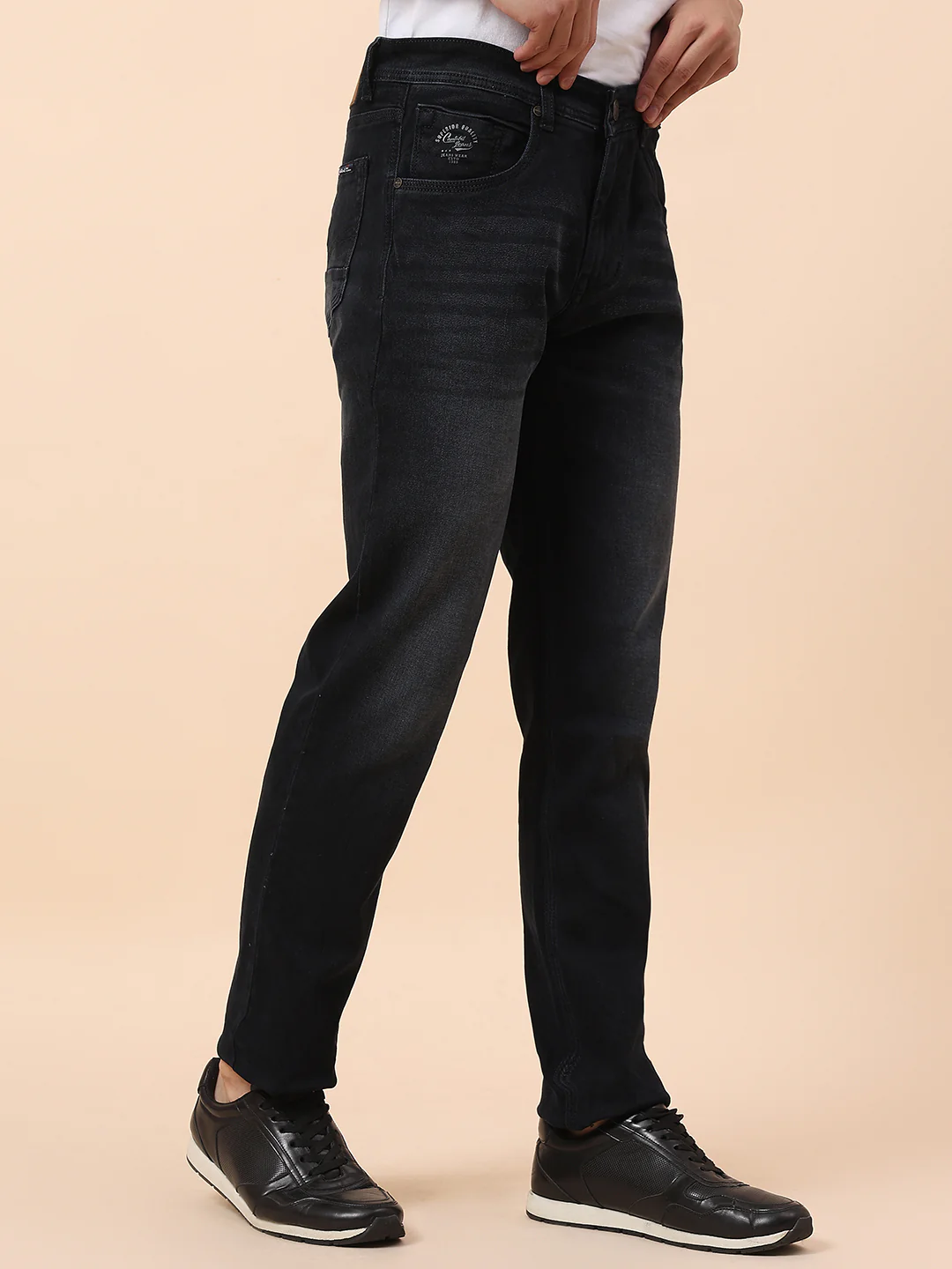Denim Jeans for Men | Breathable & Soft with Color Fastness Straight Fit Cotton Blend Fabric Solid Pattern Button Closure - Image 6
