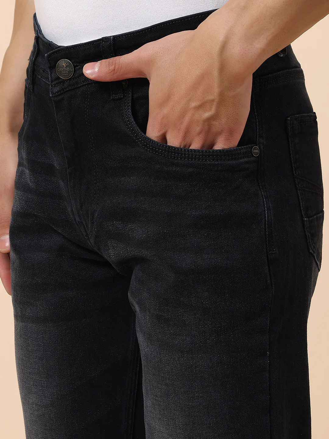 Denim Jeans for Men | Breathable & Soft with Color Fastness Straight Fit Cotton Blend Fabric Solid Pattern Button Closure - Image 8