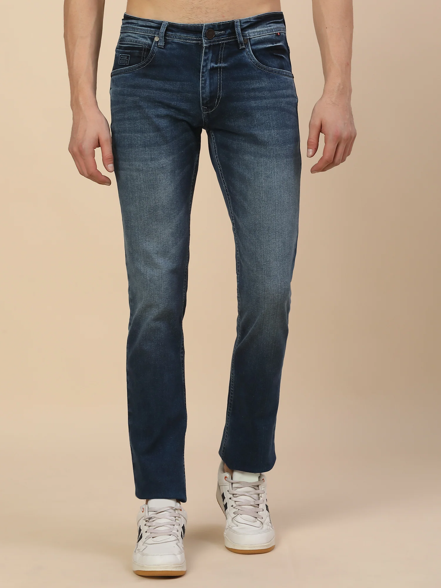 Denim Jeans for Men | Breathable & Soft with Color Fastness Straight Fit Cotton Blend Fabric Solid Pattern Button Closure - Image 2