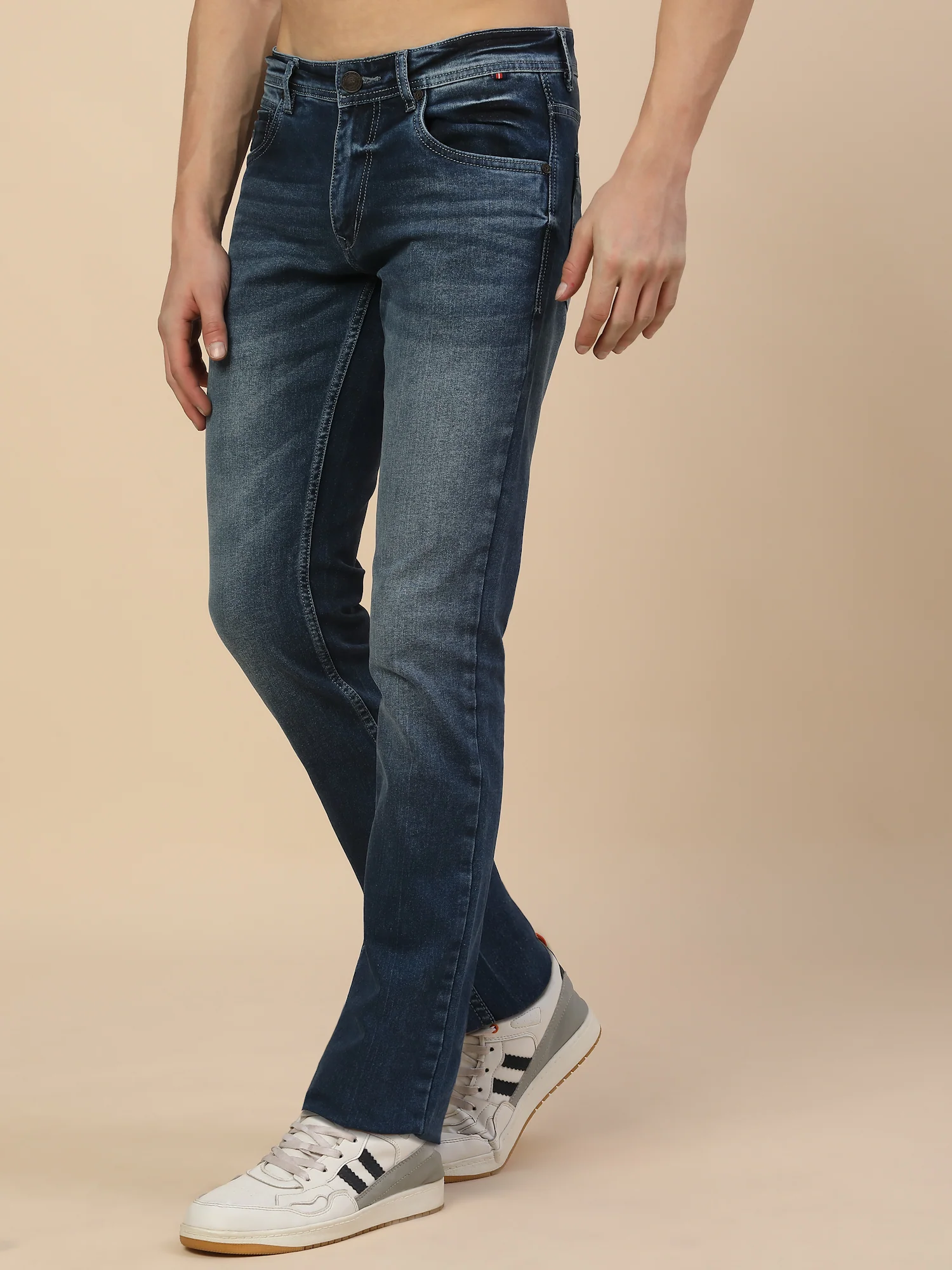 Denim Jeans for Men | Breathable & Soft with Color Fastness Straight Fit Cotton Blend Fabric Solid Pattern Button Closure - Image 4