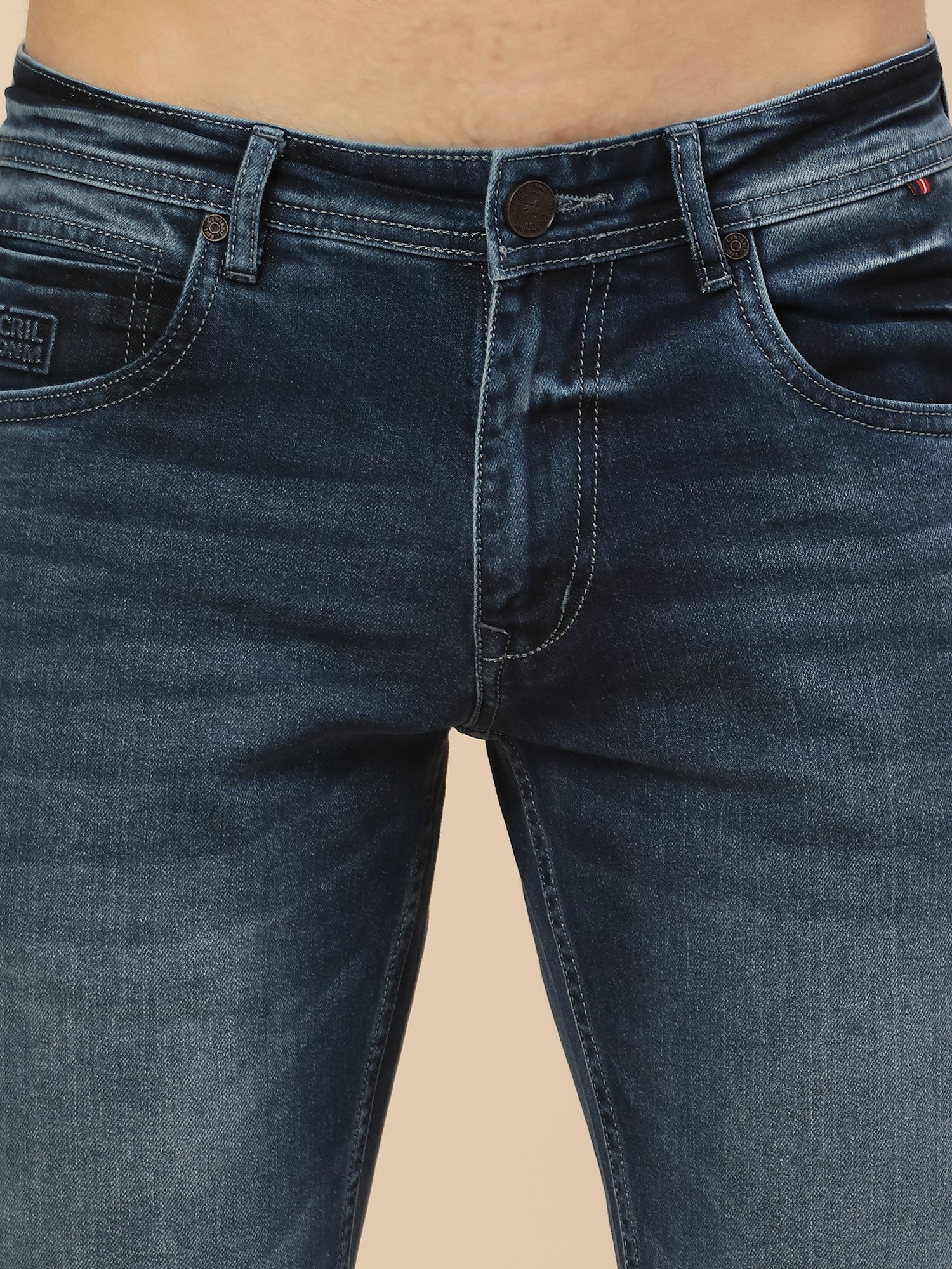 Denim Jeans for Men | Breathable & Soft with Color Fastness Straight Fit Cotton Blend Fabric Solid Pattern Button Closure - Image 5