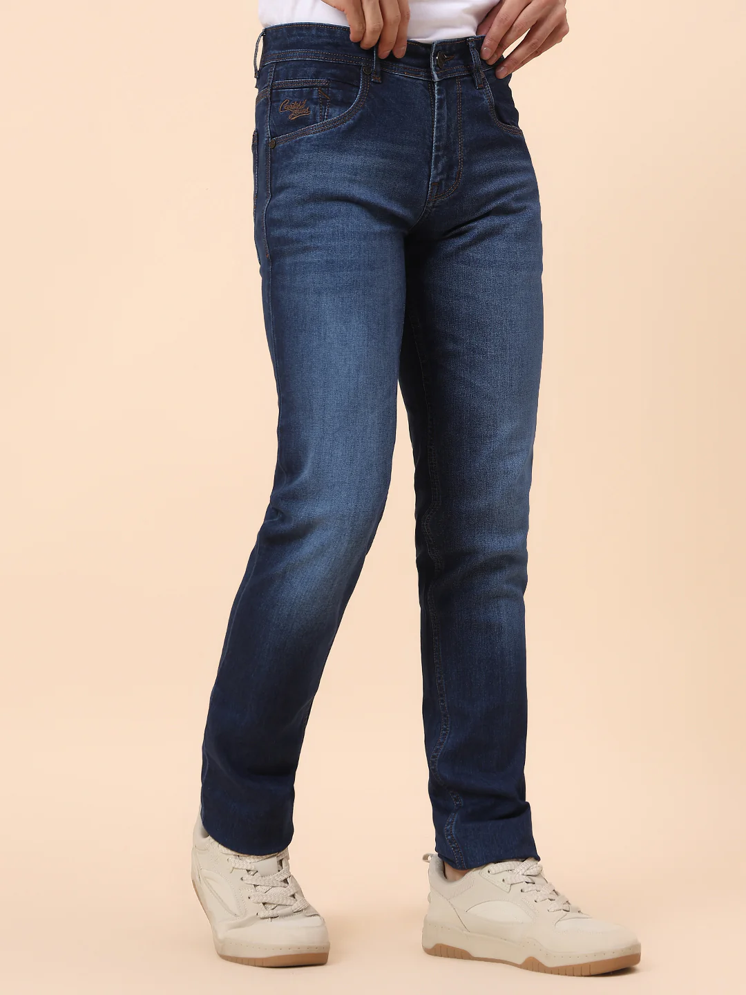 Denim Jeans for Men | Breathable & Soft with Color Fastness Straight Fit Cotton Blend Fabric Solid Pattern Button Closure - Image 5