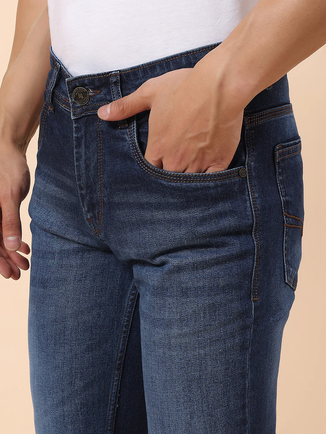 Denim Jeans for Men | Breathable & Soft with Color Fastness Straight Fit Cotton Blend Fabric Solid Pattern Button Closure - Image 7