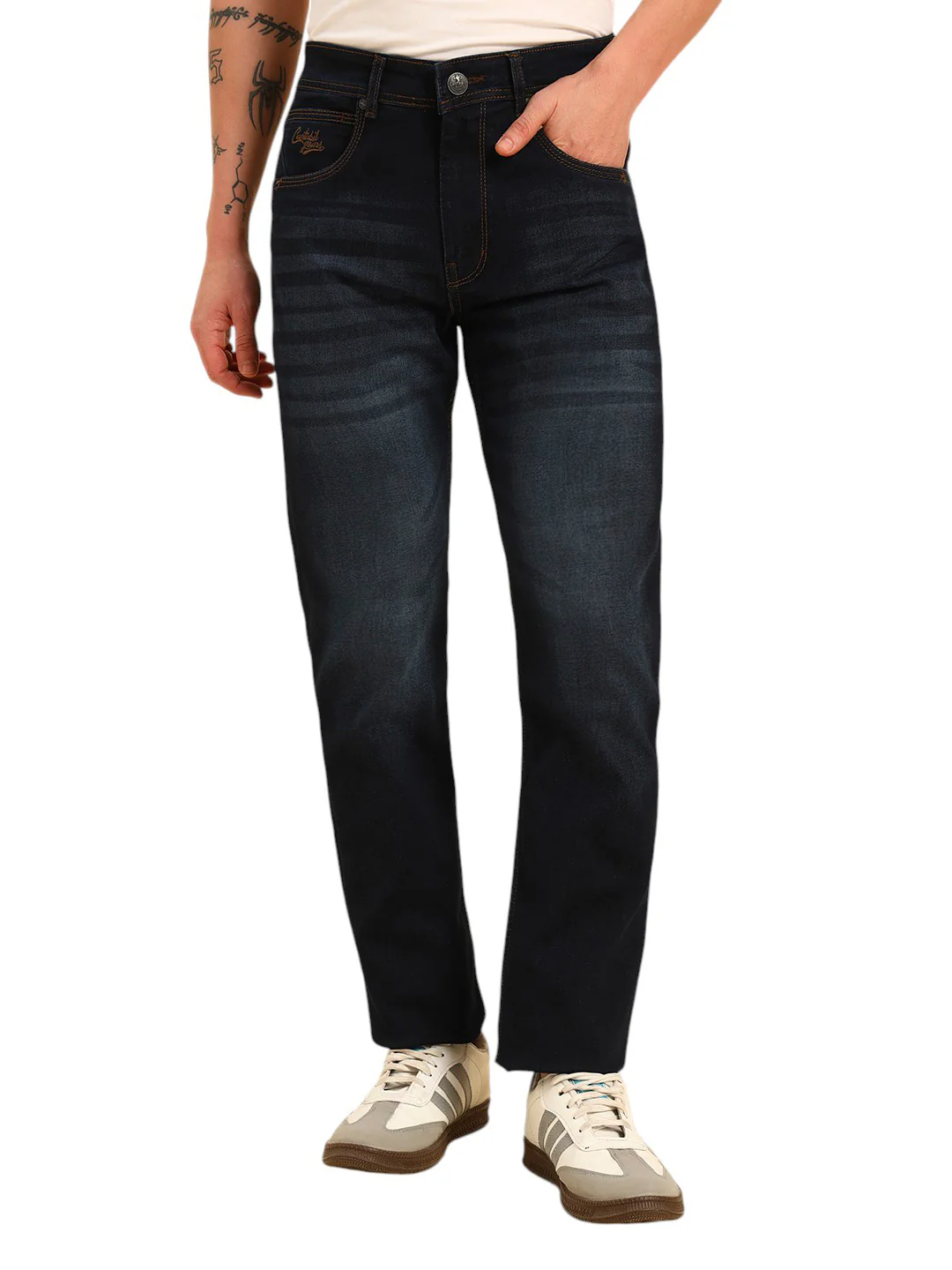 Denim Jeans for Men | Breathable & Soft with Color Fastness Straight Fit Cotton Fabric Solid Pattern Button Closure - Image 2