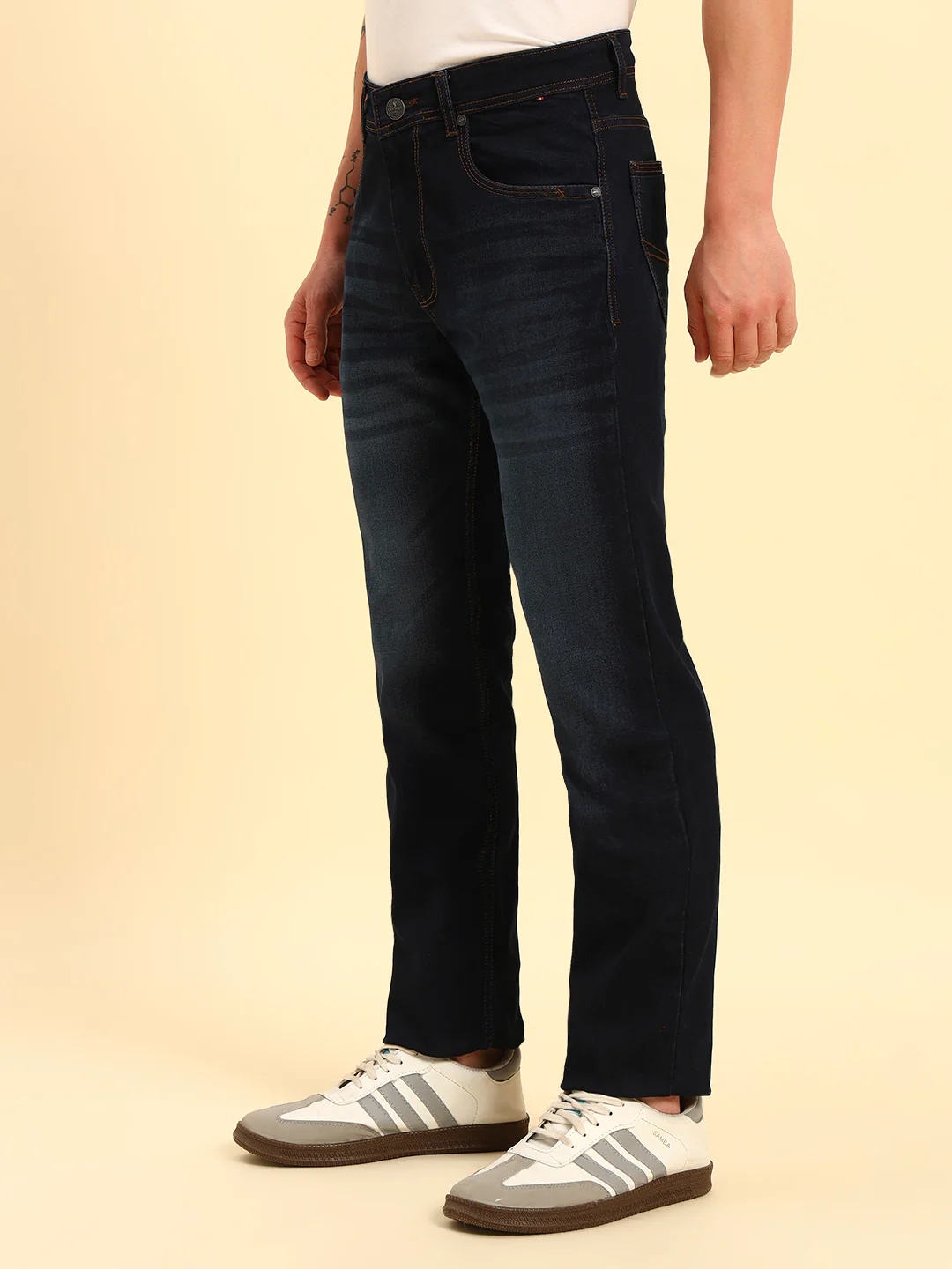 Denim Jeans for Men | Breathable & Soft with Color Fastness Straight Fit Cotton Fabric Solid Pattern Button Closure - Image 4