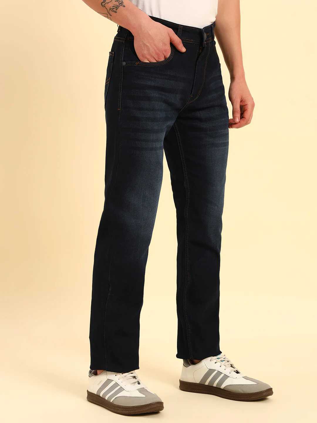 Denim Jeans for Men | Breathable & Soft with Color Fastness Straight Fit Cotton Fabric Solid Pattern Button Closure - Image 5