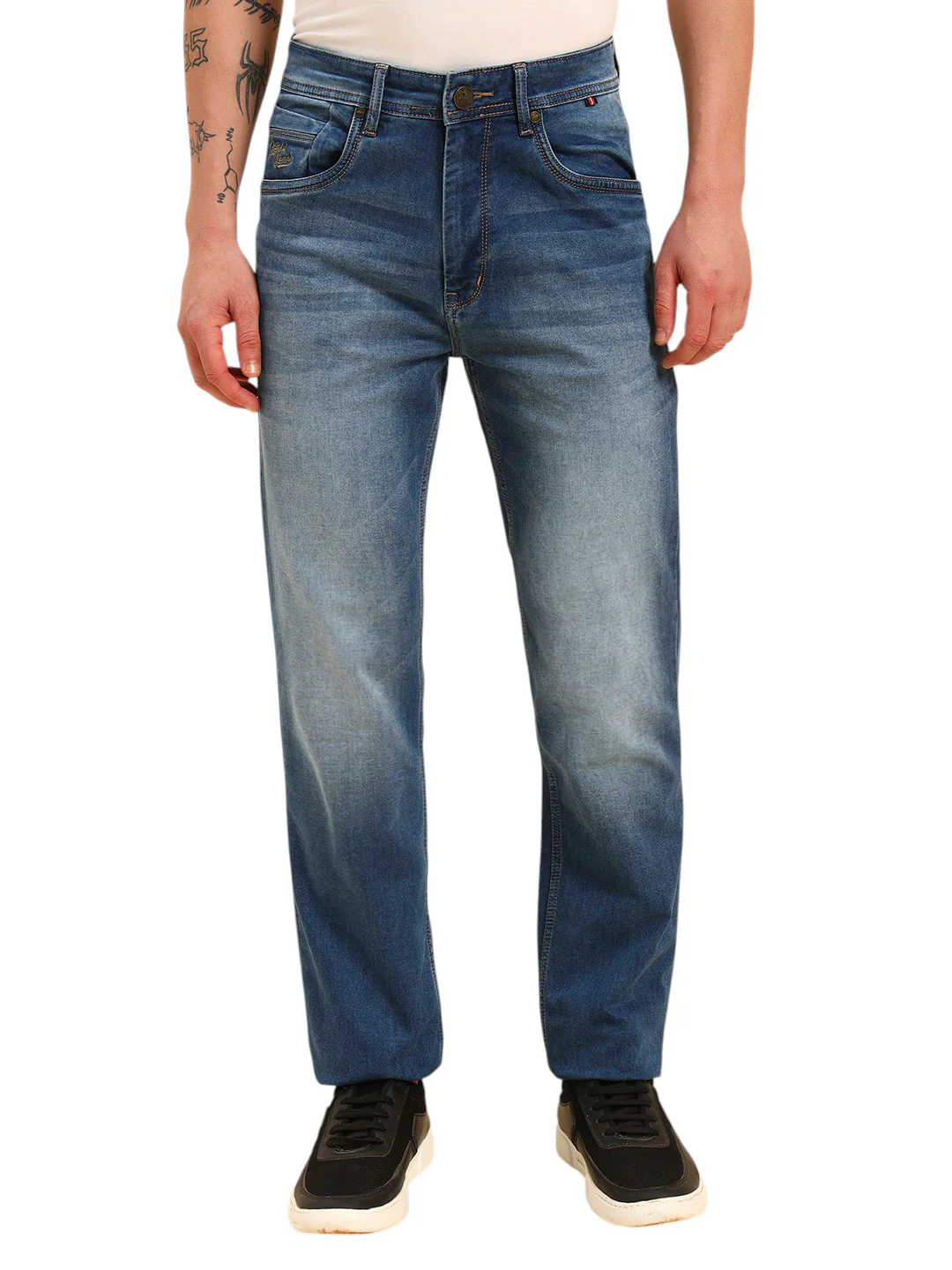 Denim Jeans for Men | Breathable & Soft with Color Fastness Straight Fit Cotton Fabric Solid Pattern Button Closure - Image 2