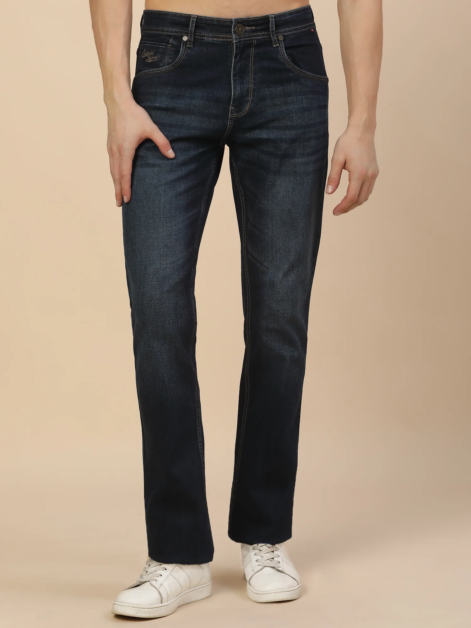 Denim Jeans for Men | Breathable & Soft with Color Fastness Straight Fit Poly Cotton Fabric Solid Pattern Button Closure - Image 2