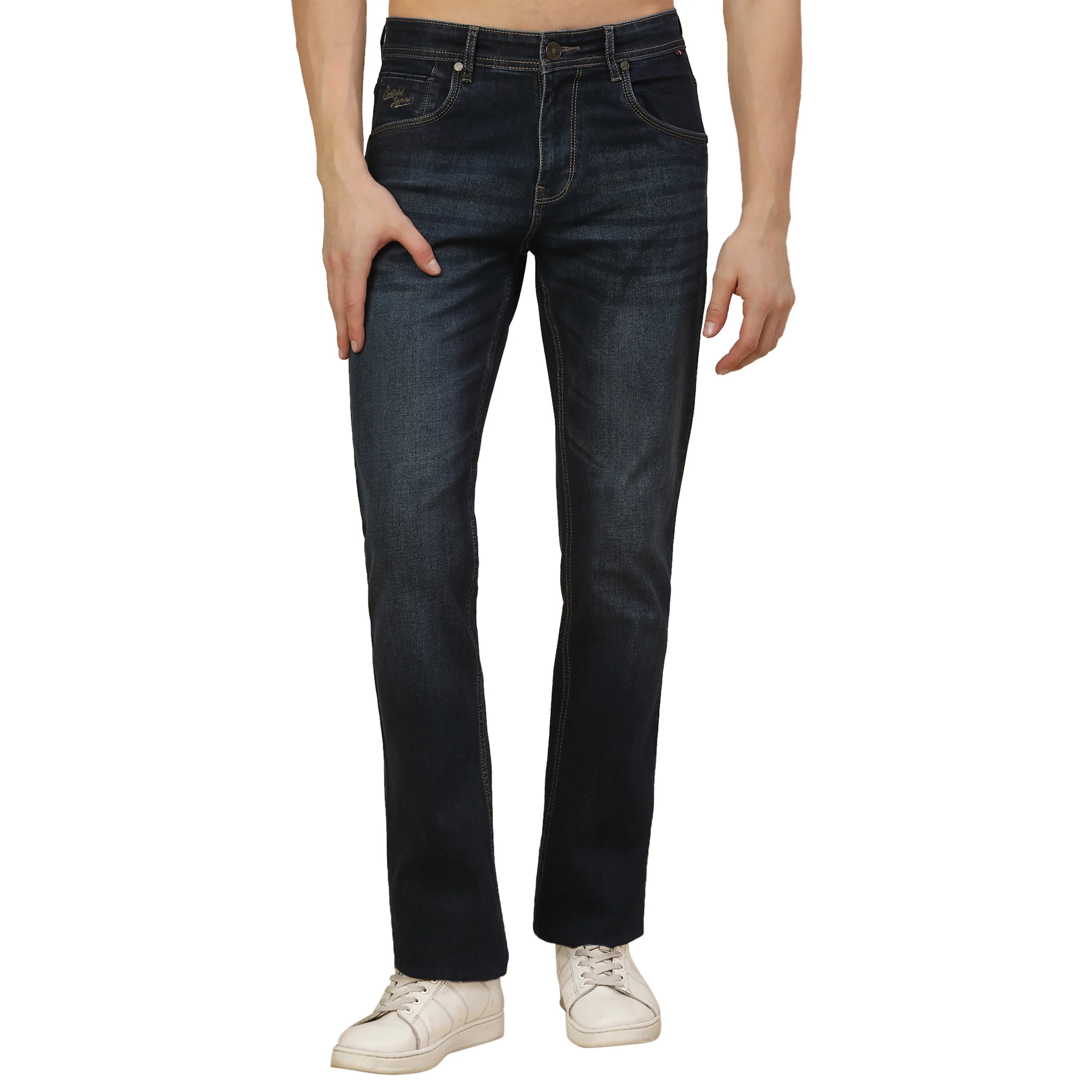Denim Jeans for Men | Breathable & Soft with Color Fastness Straight Fit Poly Cotton Fabric Solid Pattern Button Closure - Image 7