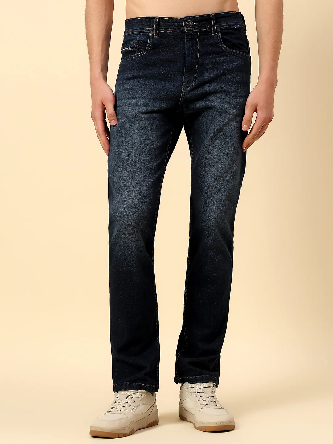 Denim Jeans for Men | Breathable & Soft with Color Fastness Straight Fit Poly Cotton Fabric Solid Pattern Button Closure - Image 2
