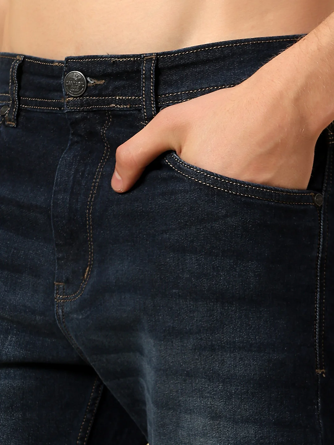 Denim Jeans for Men | Breathable & Soft with Color Fastness Straight Fit Poly Cotton Fabric Solid Pattern Button Closure - Image 6