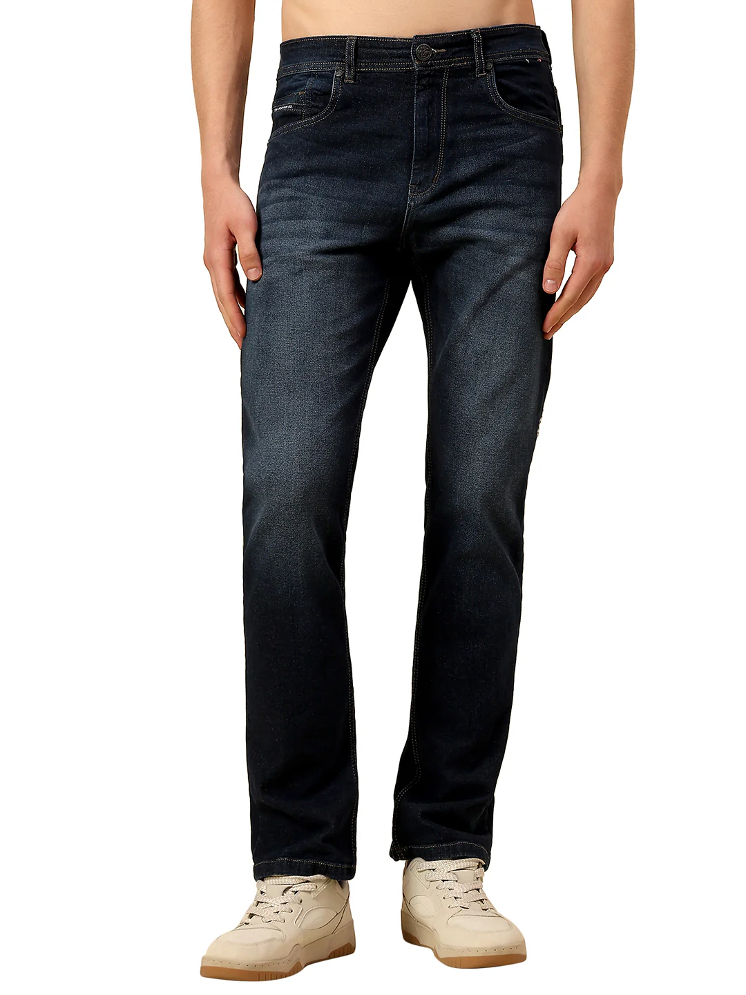Denim Jeans for Men | Breathable & Soft with Color Fastness Straight Fit Poly Cotton Fabric Solid Pattern Button Closure - Image 8