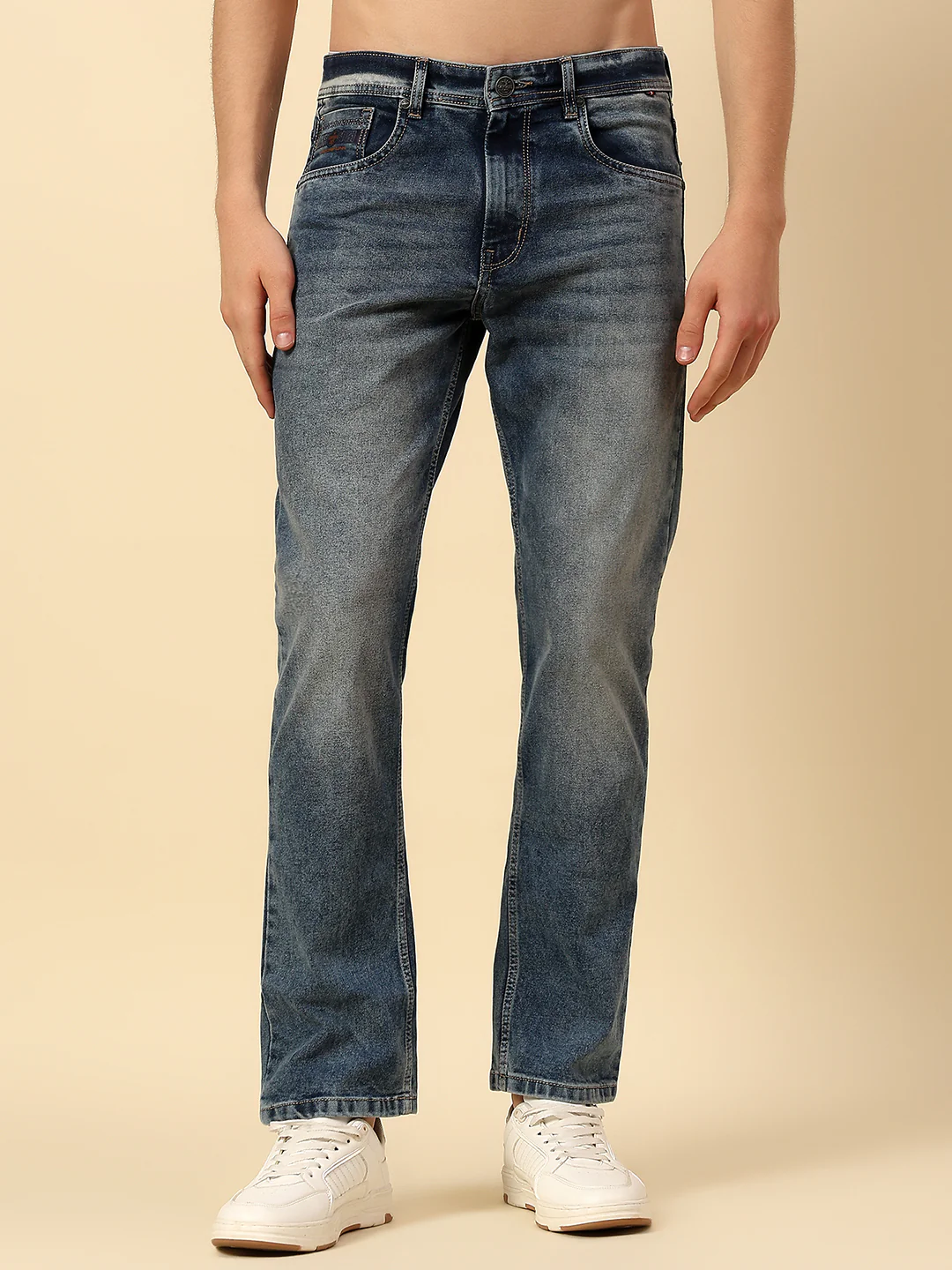 Denim Jeans for Men | Breathable & Soft with Color Fastness Straight Fit Poly Cotton Fabric Solid Pattern Button Closure - Image 3