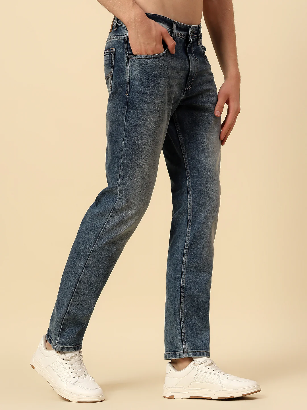 Denim Jeans for Men | Breathable & Soft with Color Fastness Straight Fit Poly Cotton Fabric Solid Pattern Button Closure - Image 5