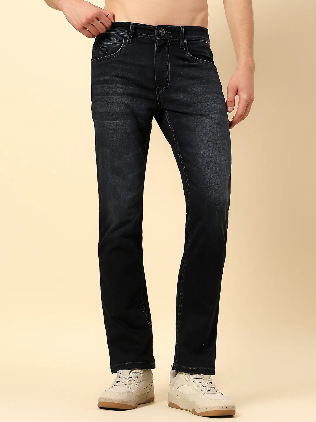 Denim Jeans for Men | Breathable & Soft with Color Fastness Straight Fit Poly Cotton Fabric Solid Pattern Button Closure - Image 2