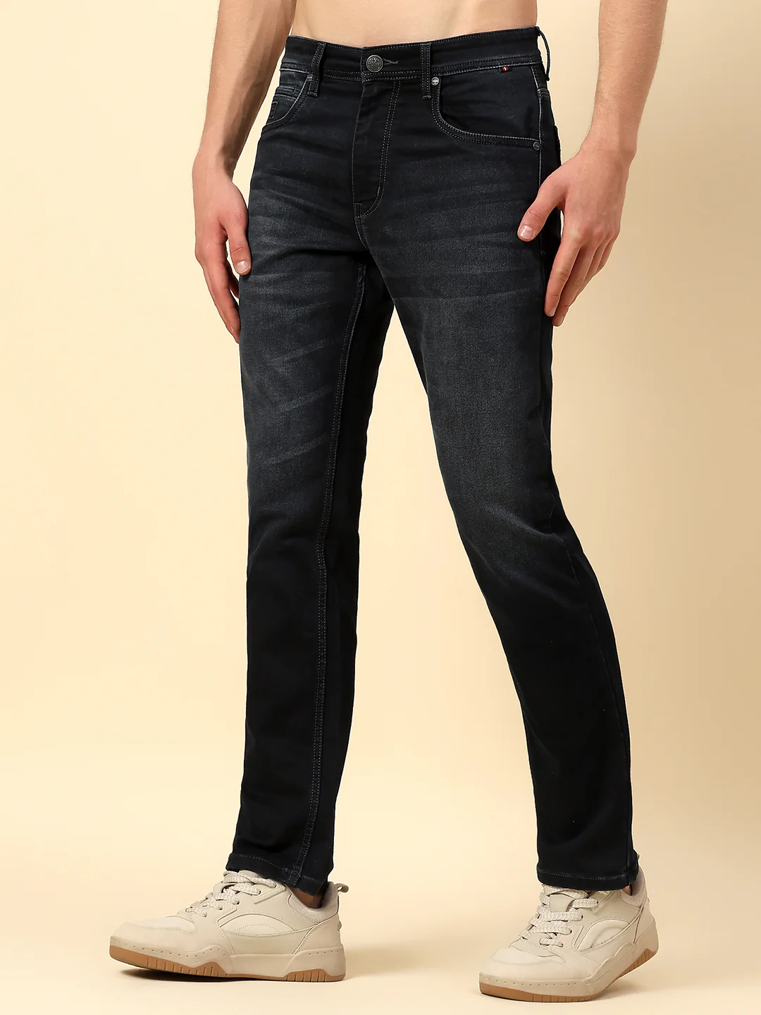 Denim Jeans for Men | Breathable & Soft with Color Fastness Straight Fit Poly Cotton Fabric Solid Pattern Button Closure - Image 3