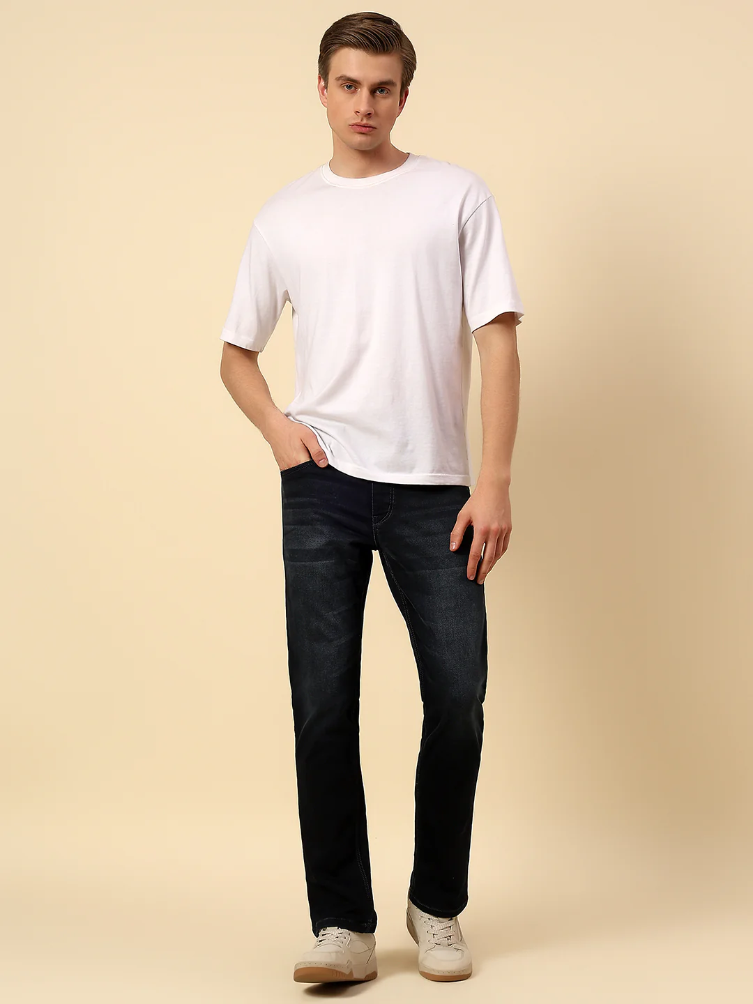 Denim Jeans for Men | Breathable & Soft with Color Fastness Straight Fit Poly Cotton Fabric Solid Pattern Button Closure - Image 7