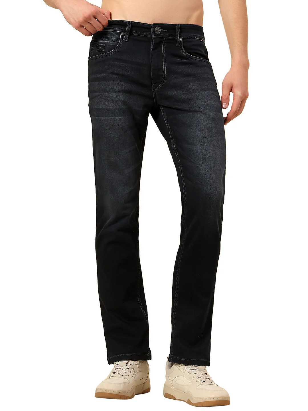 Denim Jeans for Men | Breathable & Soft with Color Fastness Straight Fit Poly Cotton Fabric Solid Pattern Button Closure - Image 8