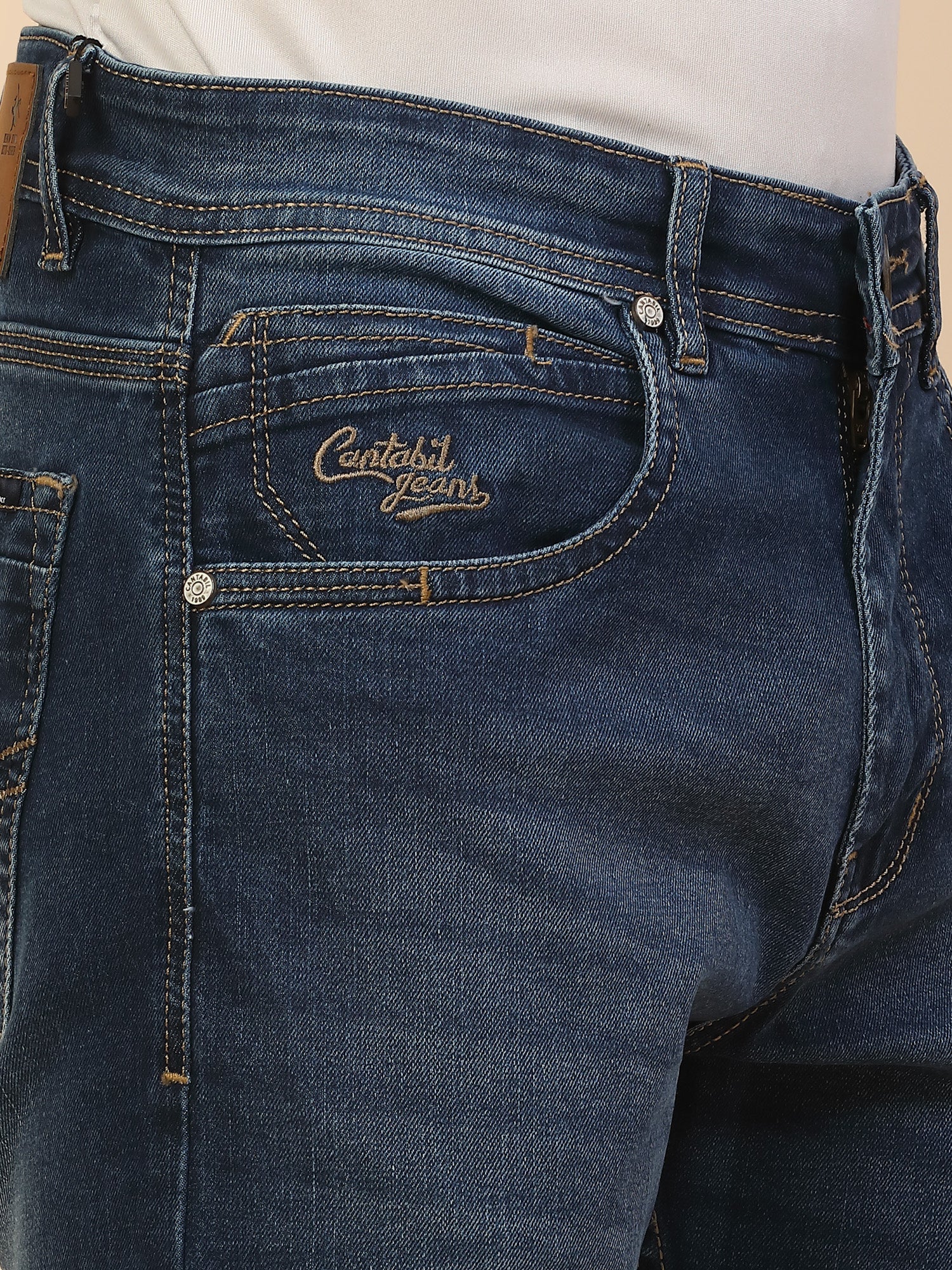 Denim Jeans for Men | Breathable & Soft with Color Fastness Straight Fit Poly Cotton Fabric Solid Pattern Button Closure - Image 5