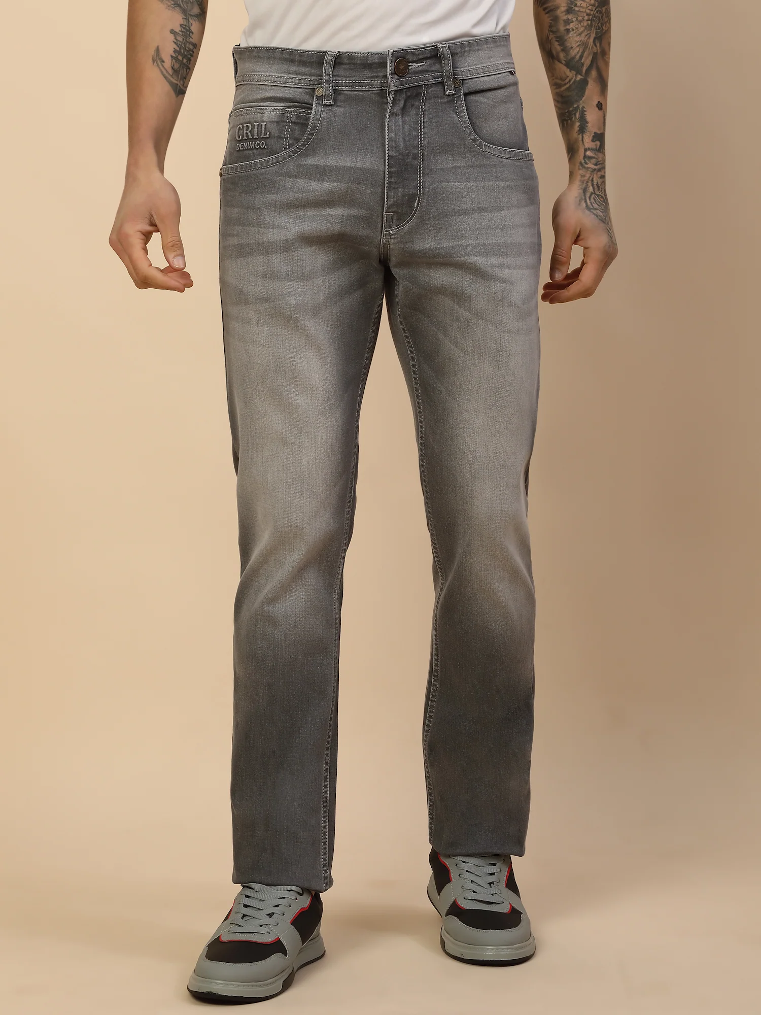 Denim Jeans for Men | Breathable & Soft with Color Fastness Straight Fit Poly Cotton Fabric Solid Pattern Button Closure - Image 2
