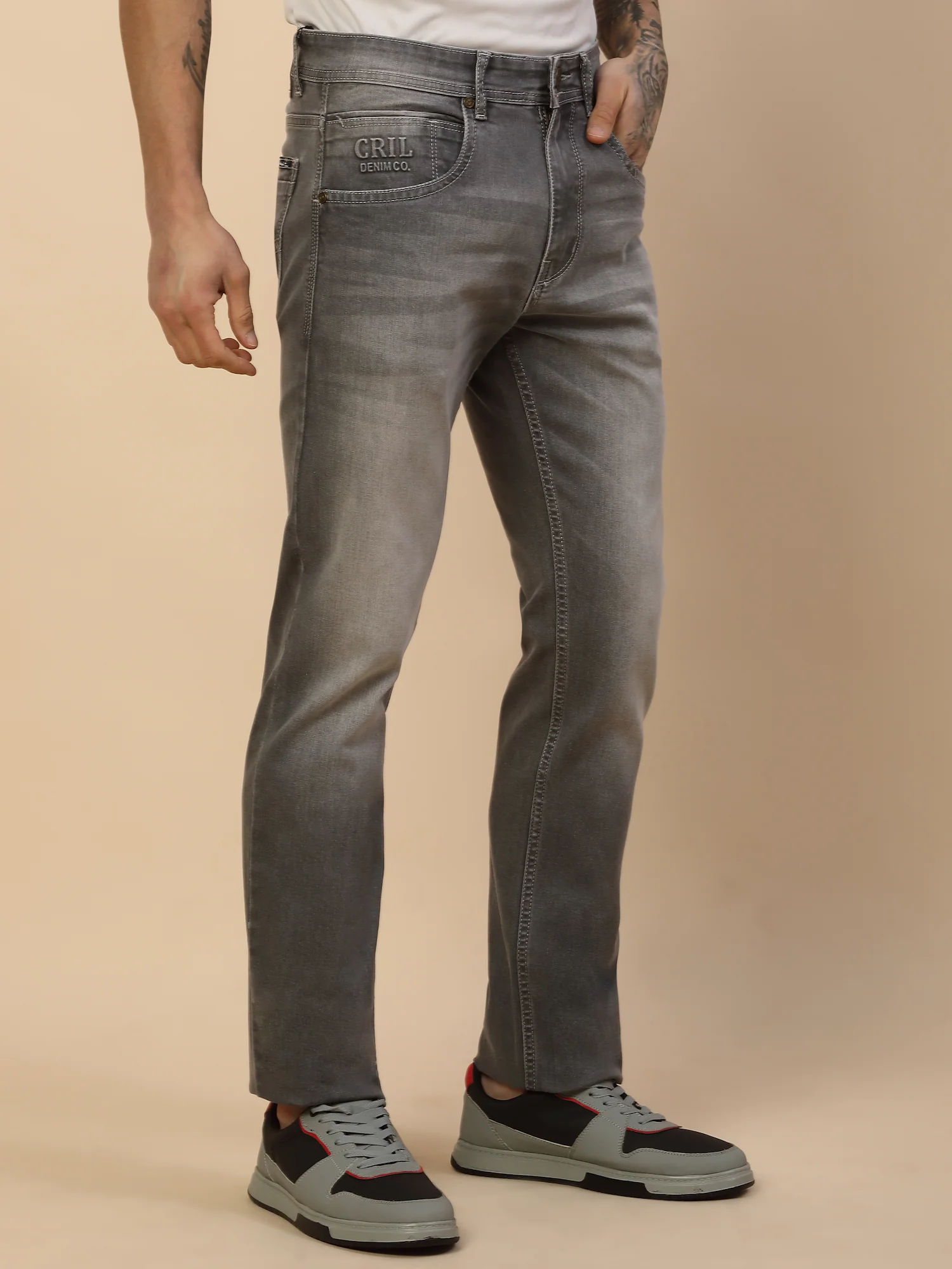 Denim Jeans for Men | Breathable & Soft with Color Fastness Straight Fit Poly Cotton Fabric Solid Pattern Button Closure - Image 3