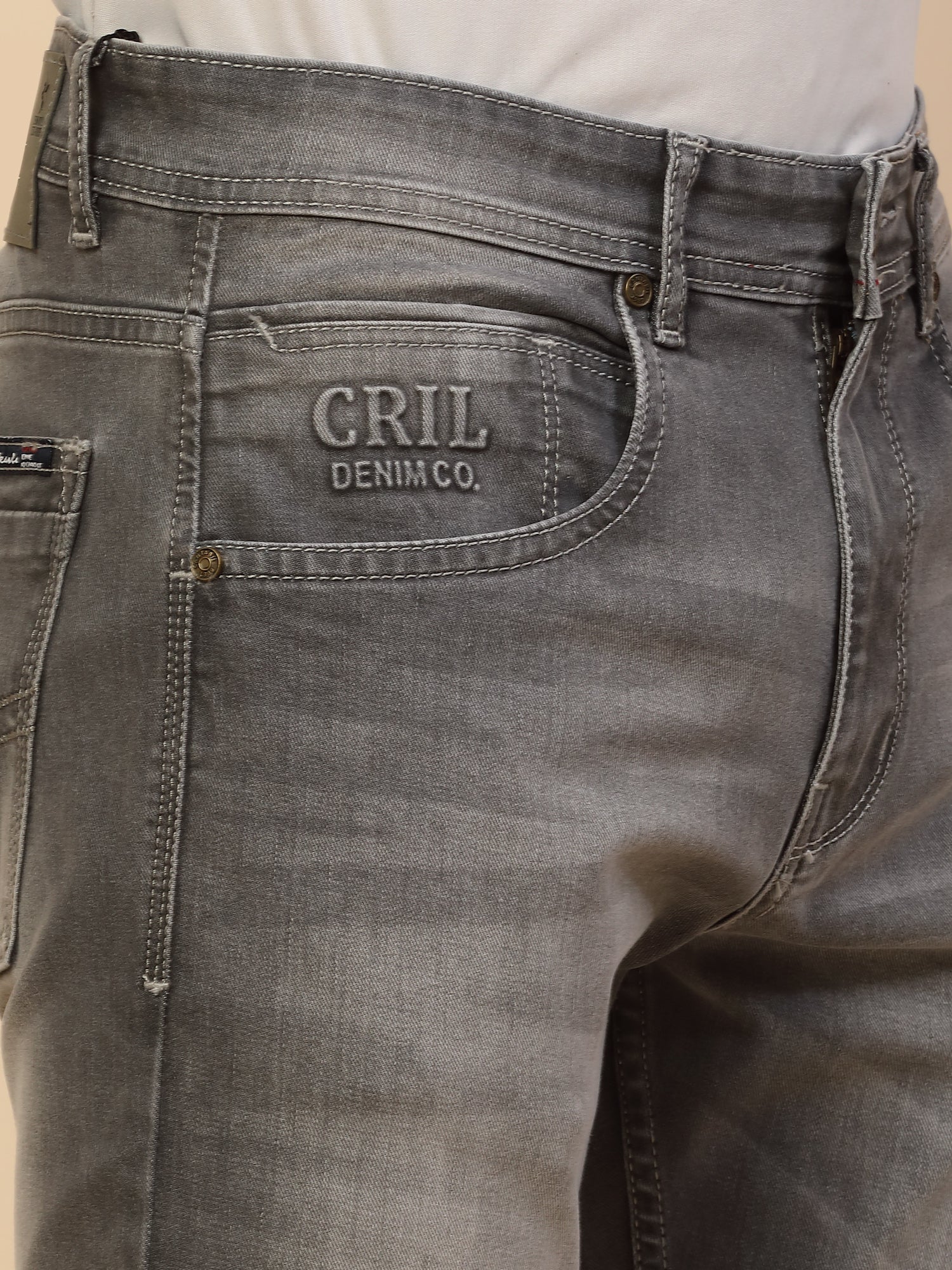 Denim Jeans for Men | Breathable & Soft with Color Fastness Straight Fit Poly Cotton Fabric Solid Pattern Button Closure - Image 5
