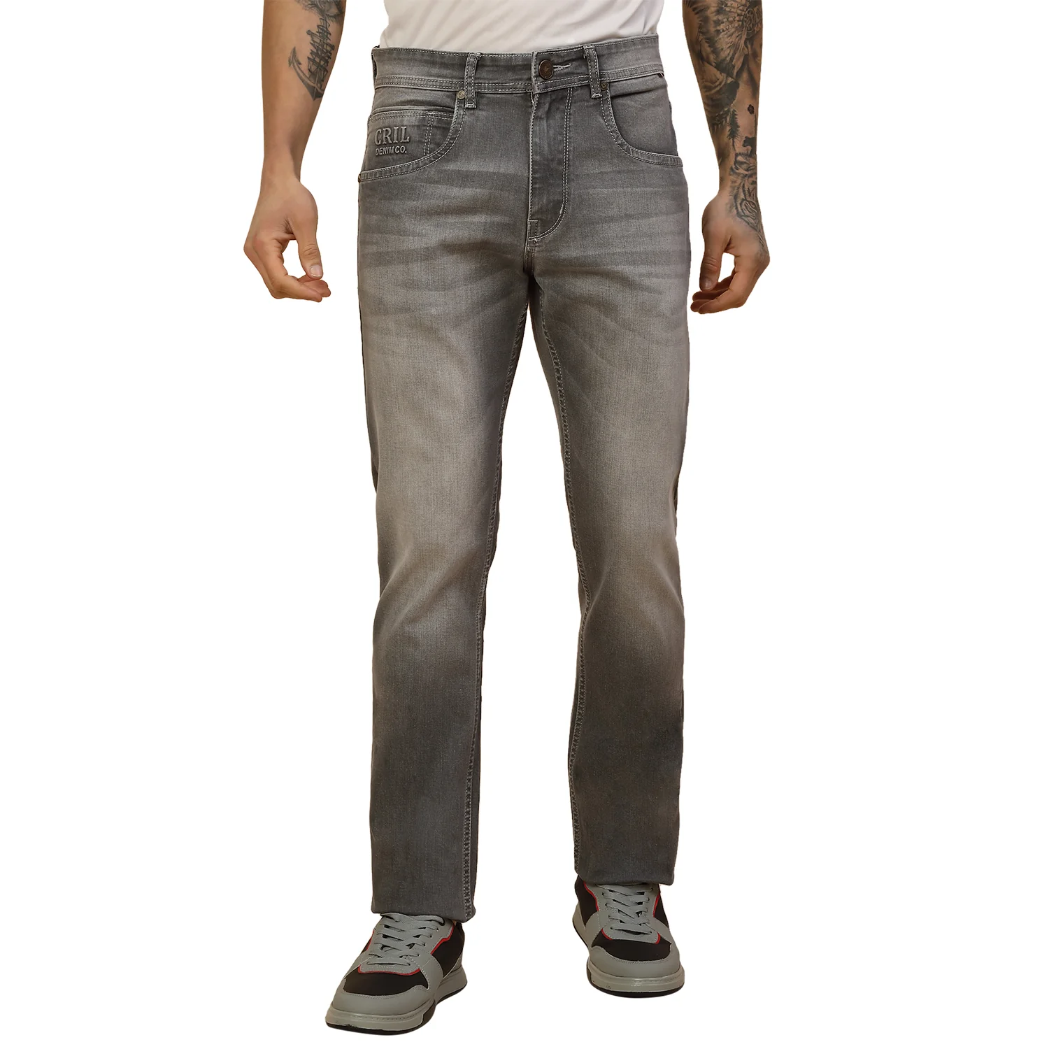 Denim Jeans for Men | Breathable & Soft with Color Fastness Straight Fit Poly Cotton Fabric Solid Pattern Button Closure - Image 7