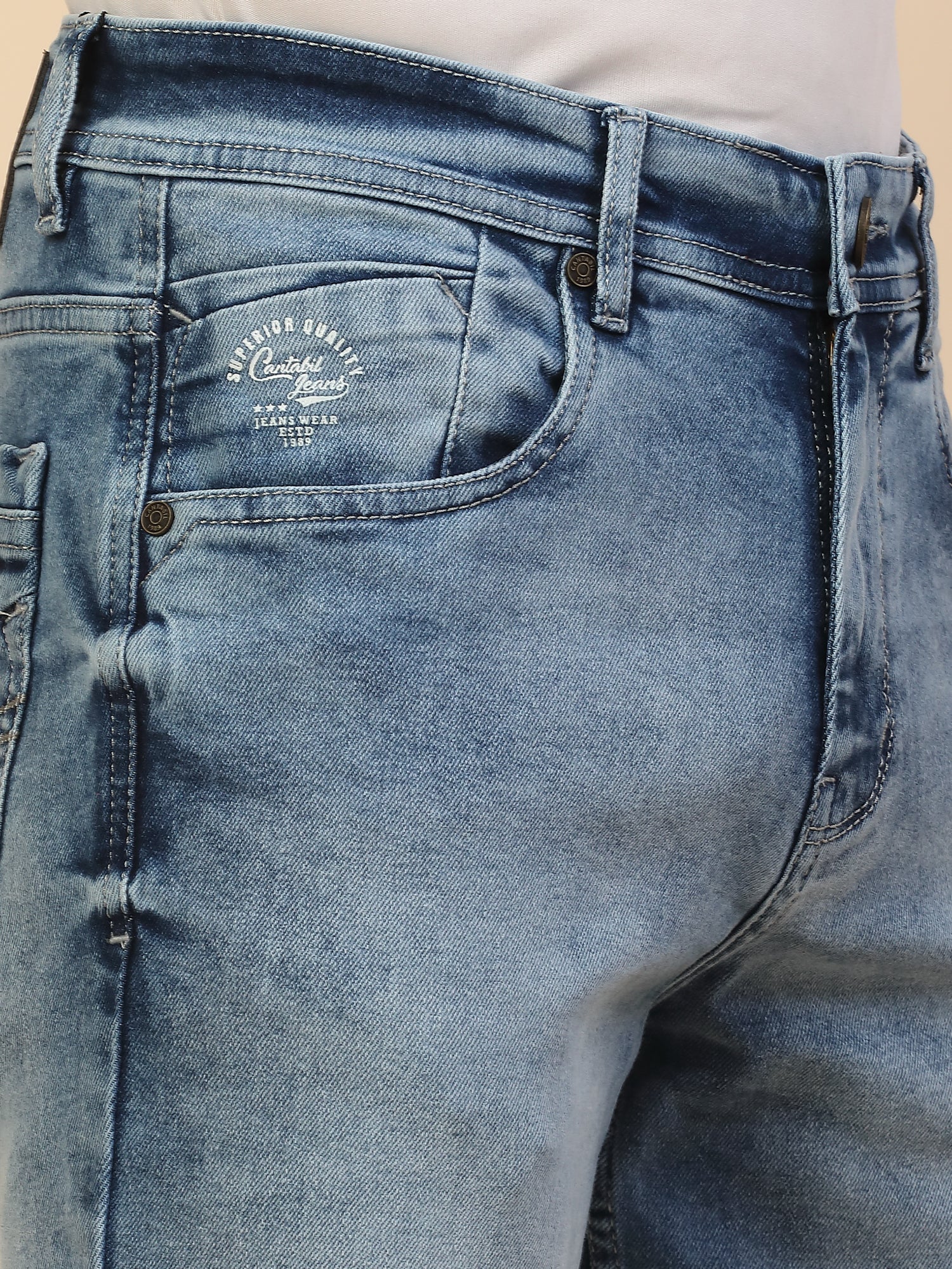 Denim Jeans for Men | Breathable & Soft with Color Fastness Straight Fit Poly Cotton Fabric Solid Pattern Button Closure - Image 5