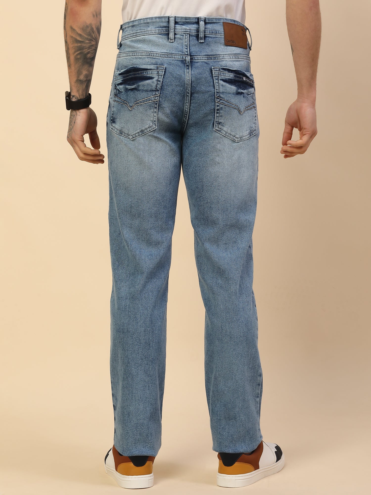 Denim Jeans for Men | Breathable & Soft with Color Fastness Straight Fit Poly Cotton Fabric Solid Pattern Button Closure - Image 6