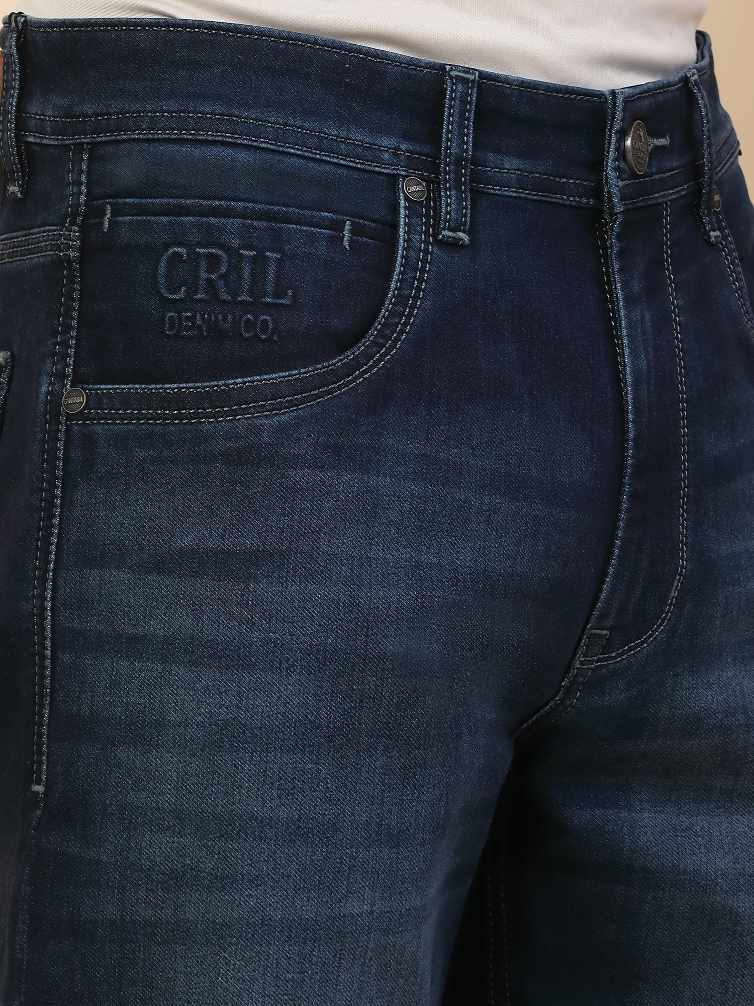 Denim Jeans for Men | Breathable & Soft with Color Fastness Straight Fit Poly Cotton Fabric Solid Pattern Button Closure - Image 5