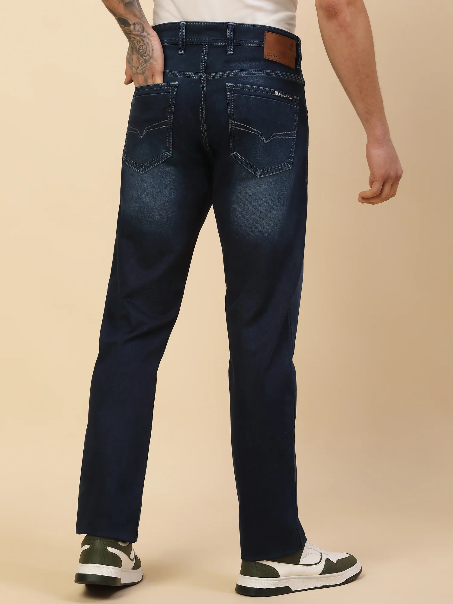 Denim Jeans for Men | Breathable & Soft with Color Fastness Straight Fit Poly Cotton Fabric Solid Pattern Button Closure - Image 6