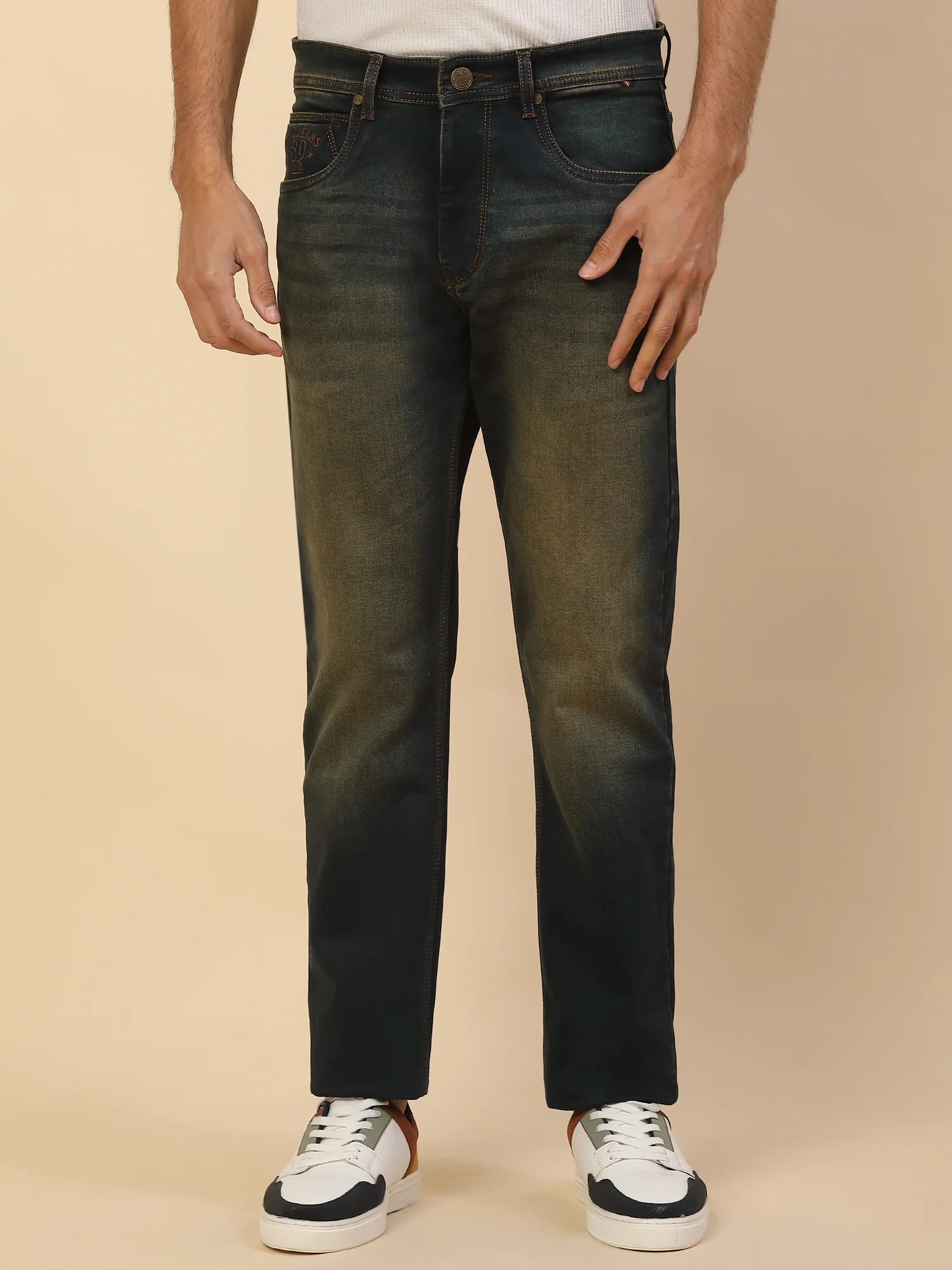 Denim Jeans for Men | Breathable & Soft with Color Fastness Straight Fit Poly Cotton Fabric Solid Pattern Button Closure - Image 2