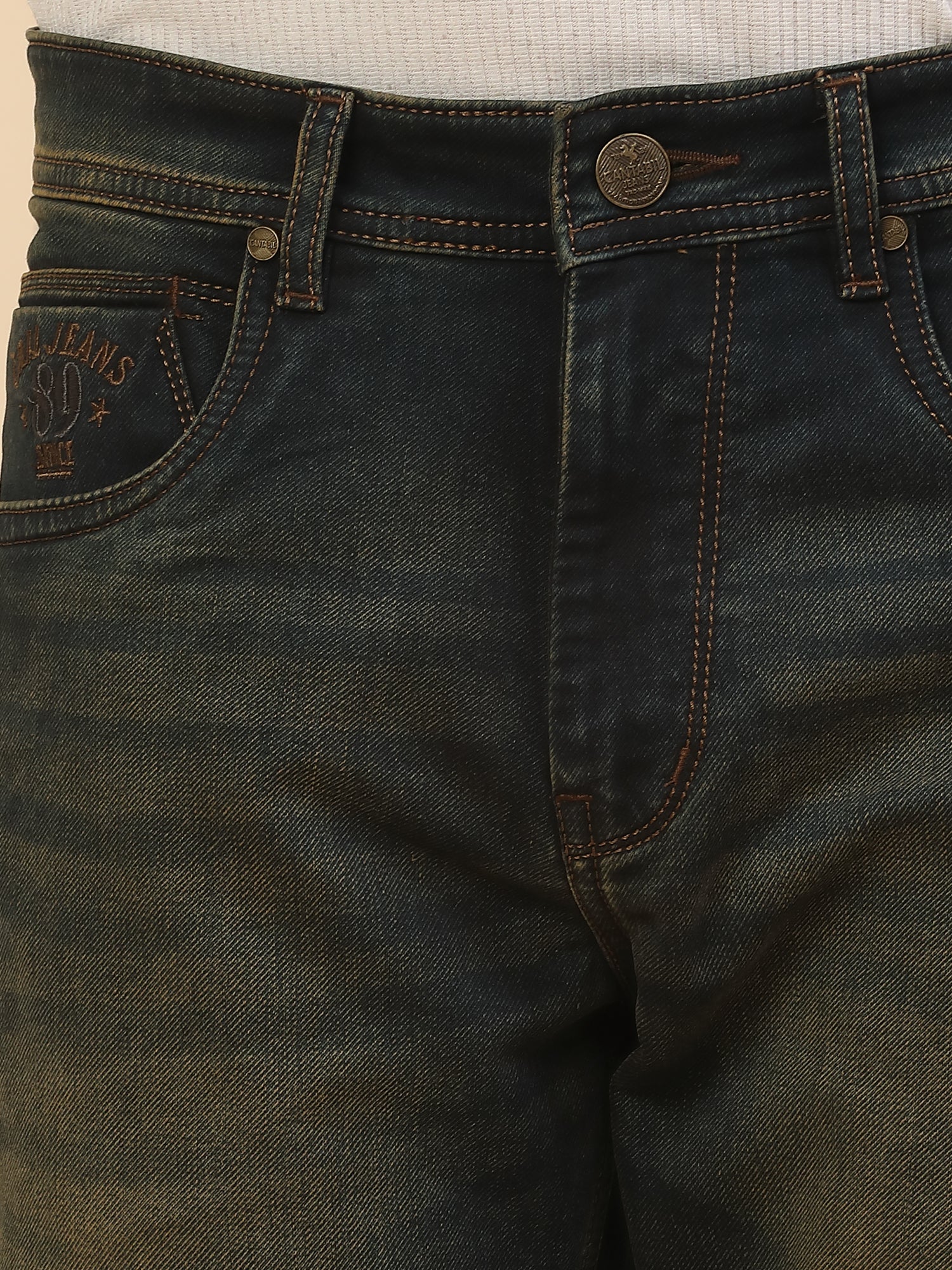 Denim Jeans for Men | Breathable & Soft with Color Fastness Straight Fit Poly Cotton Fabric Solid Pattern Button Closure - Image 5