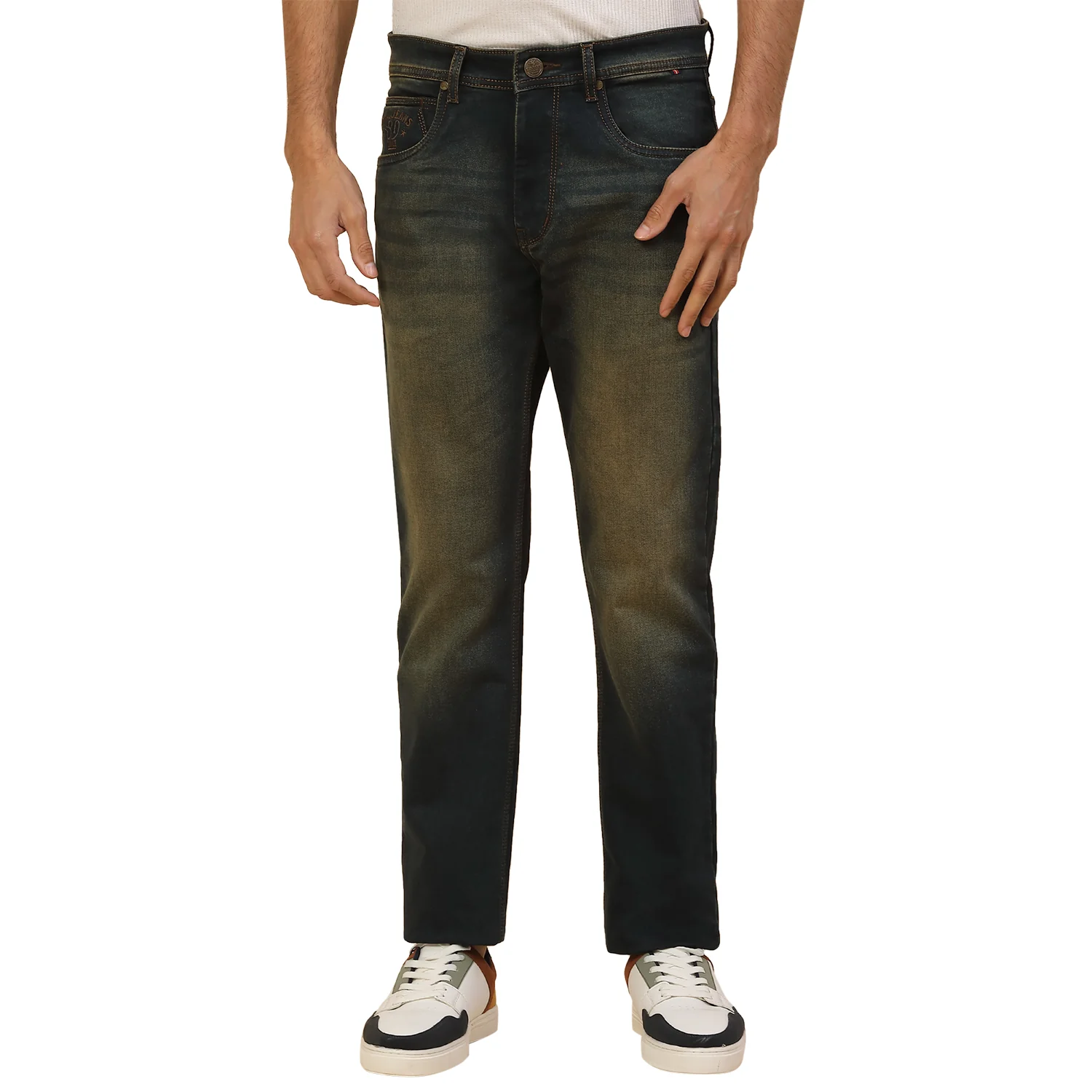 Denim Jeans for Men | Breathable & Soft with Color Fastness Straight Fit Poly Cotton Fabric Solid Pattern Button Closure - Image 7