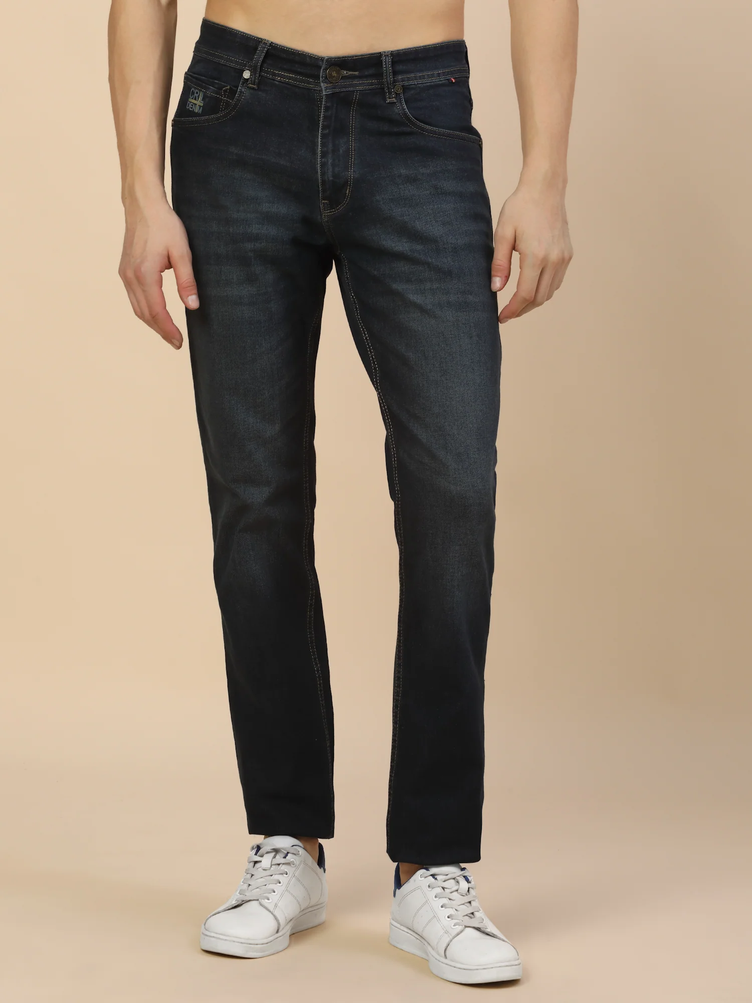 Denim Jeans for Men | Breathable & Soft with Color Fastness Straight Fit Poly Cotton Fabric Solid Pattern Button Closure - Image 2