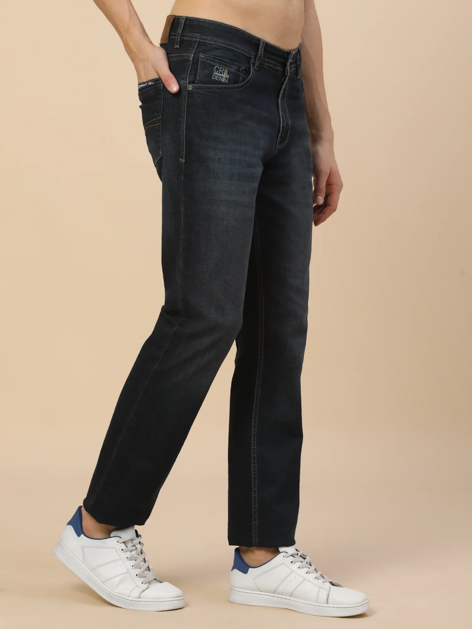 Denim Jeans for Men | Breathable & Soft with Color Fastness Straight Fit Poly Cotton Fabric Solid Pattern Button Closure - Image 4