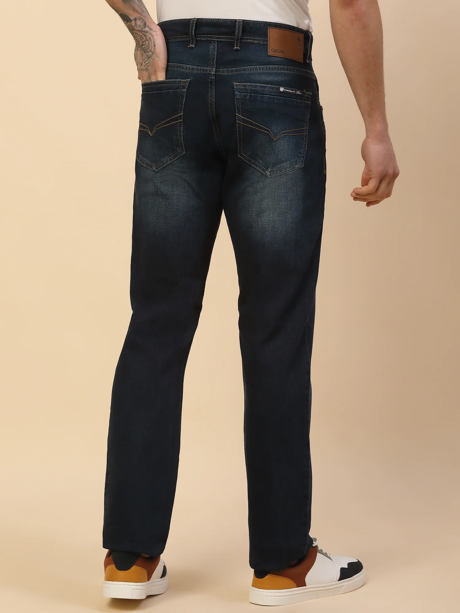 Denim Jeans for Men | Breathable & Soft with Color Fastness Straight Fit Poly Cotton Fabric Solid Pattern Button Closure - Image 3