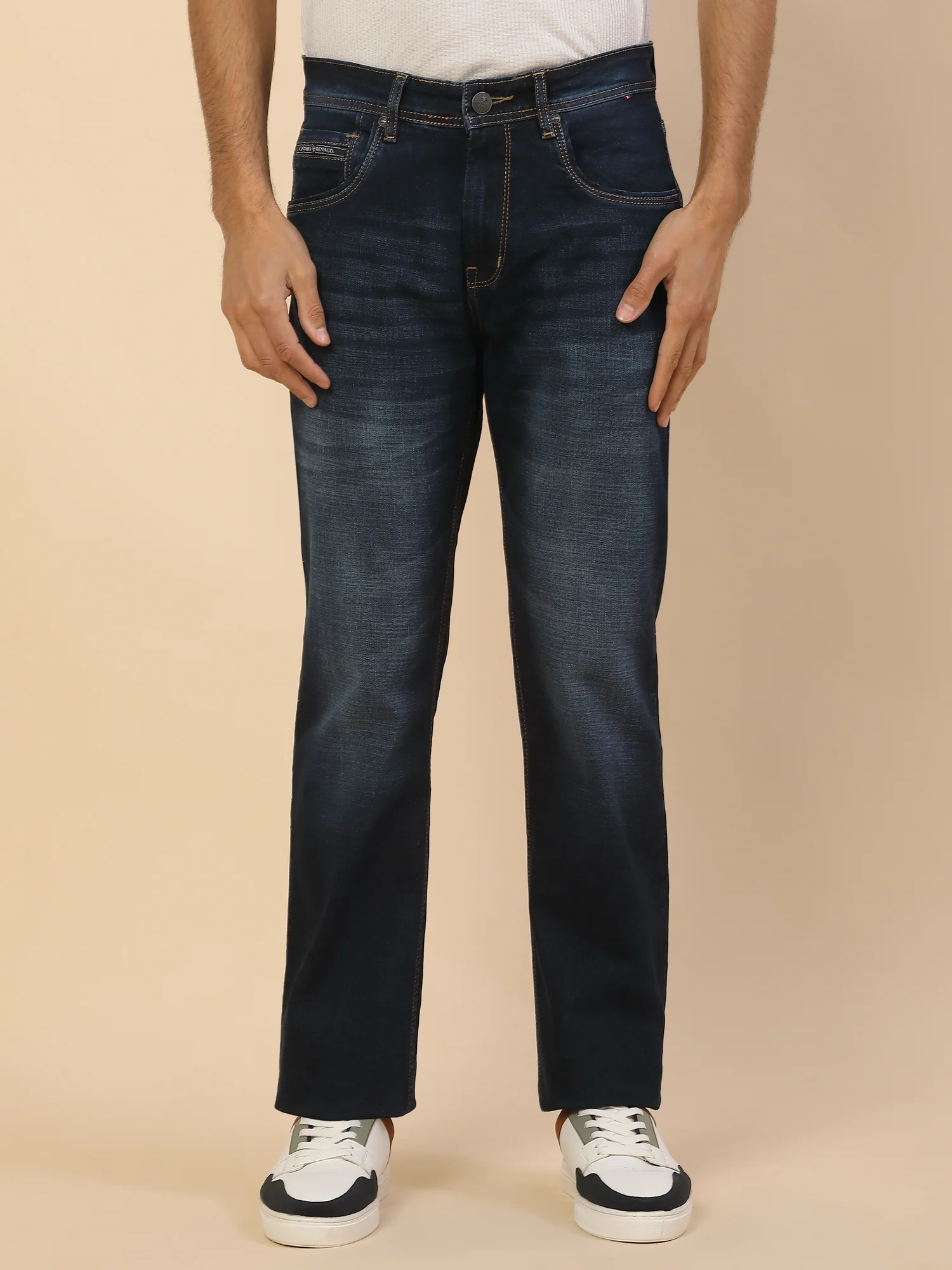 Denim Jeans for Men | Breathable & Soft with Color Fastness Straight Fit Poly Cotton Fabric Solid Pattern Button Closure - Image 3