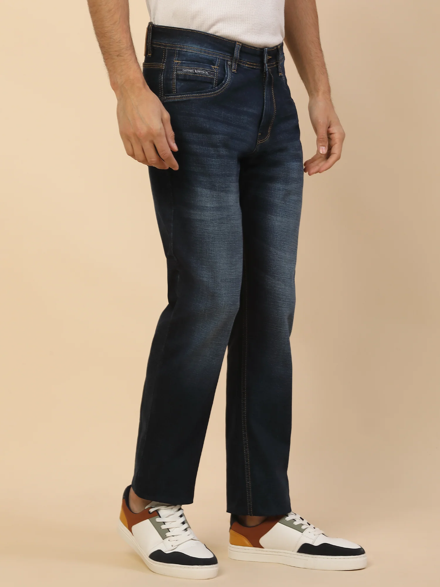 Denim Jeans for Men | Breathable & Soft with Color Fastness Straight Fit Poly Cotton Fabric Solid Pattern Button Closure - Image 5