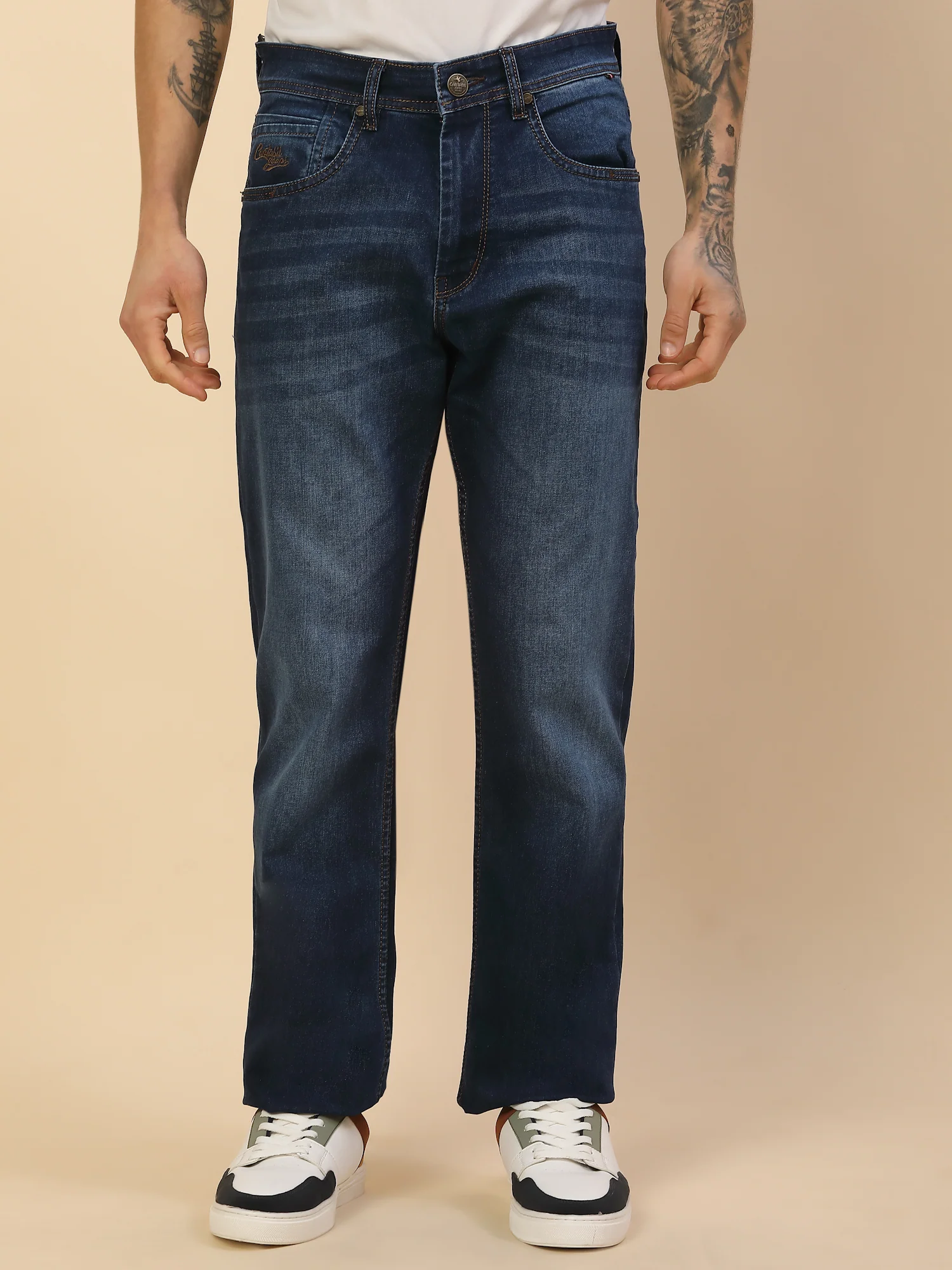 Denim Jeans for Men | Breathable & Soft with Color Fastness Straight Fit Poly Cotton Fabric Solid Pattern Button Closure - Image 2